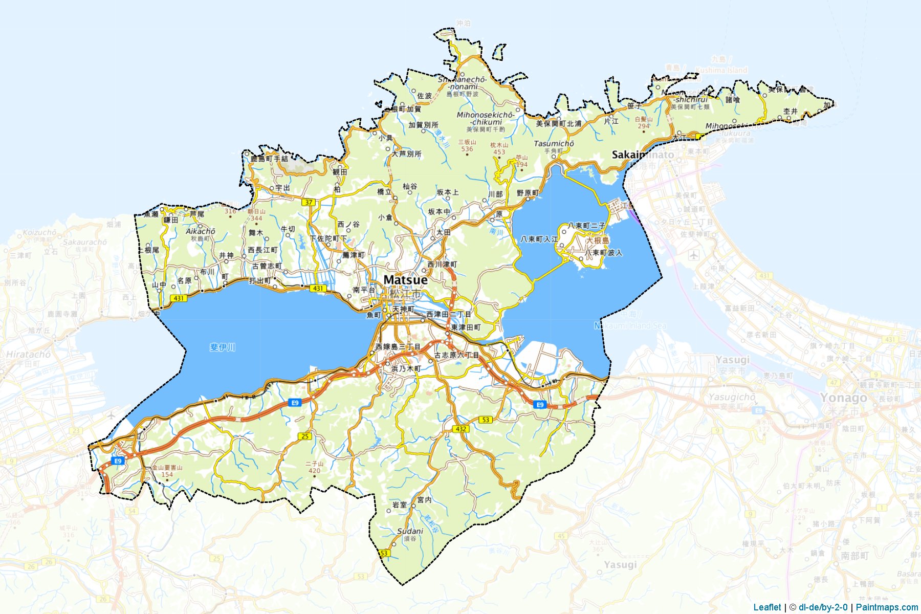 Matsue (Shimane Prefecture) Map Cropping Samples-1