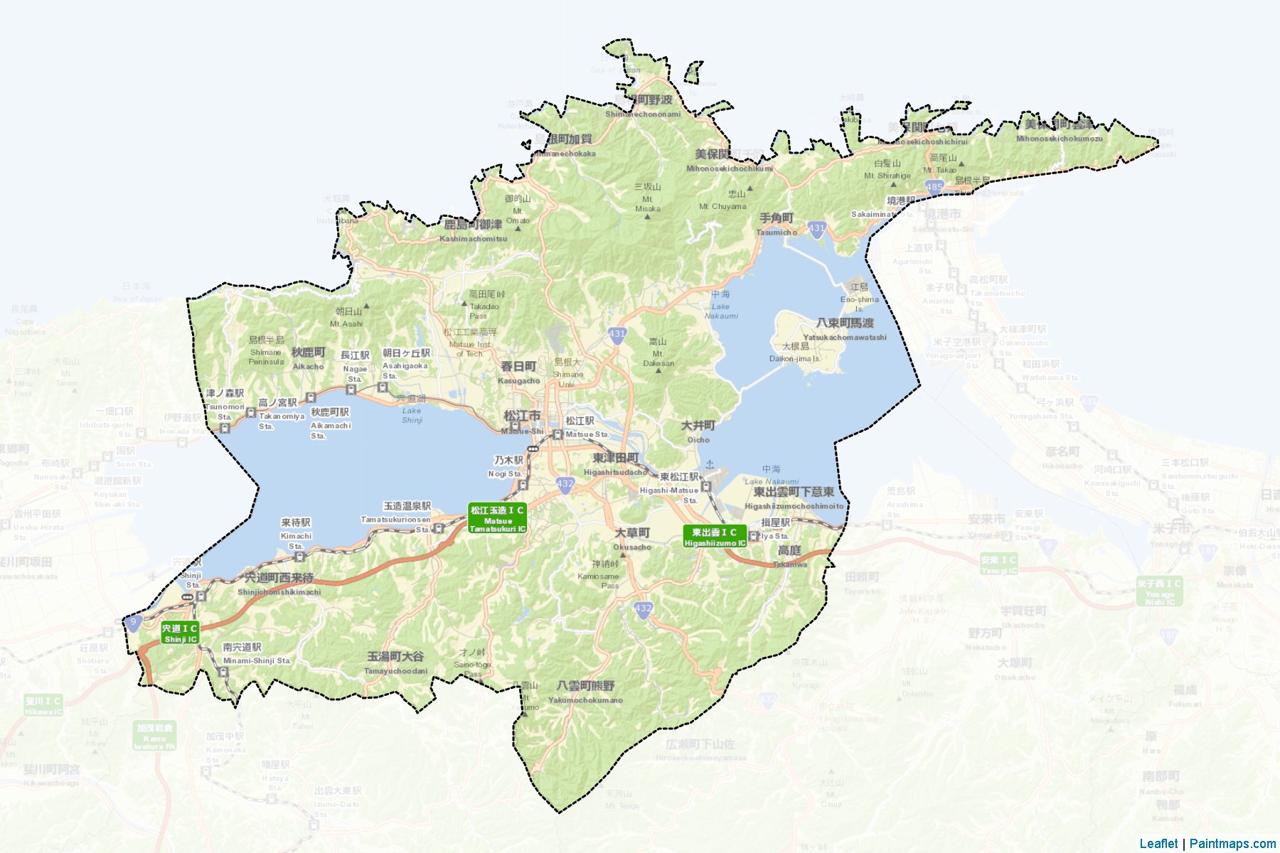 Matsue (Shimane Prefecture) Map Cropping Samples-2