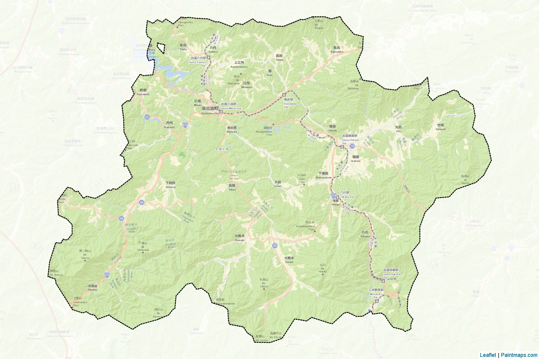 Okuizumo (Shimane Prefecture) Map Cropping Samples-2