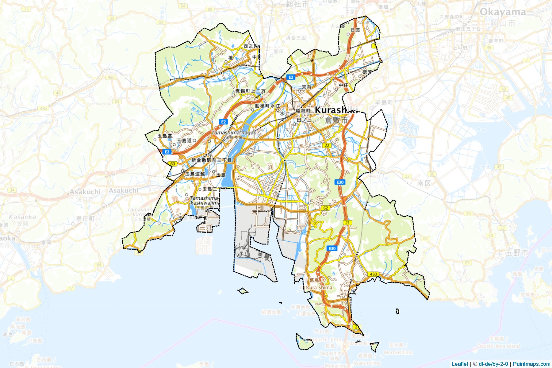 Kurashiki (Okayama Prefecture) Map Cropping Samples-1