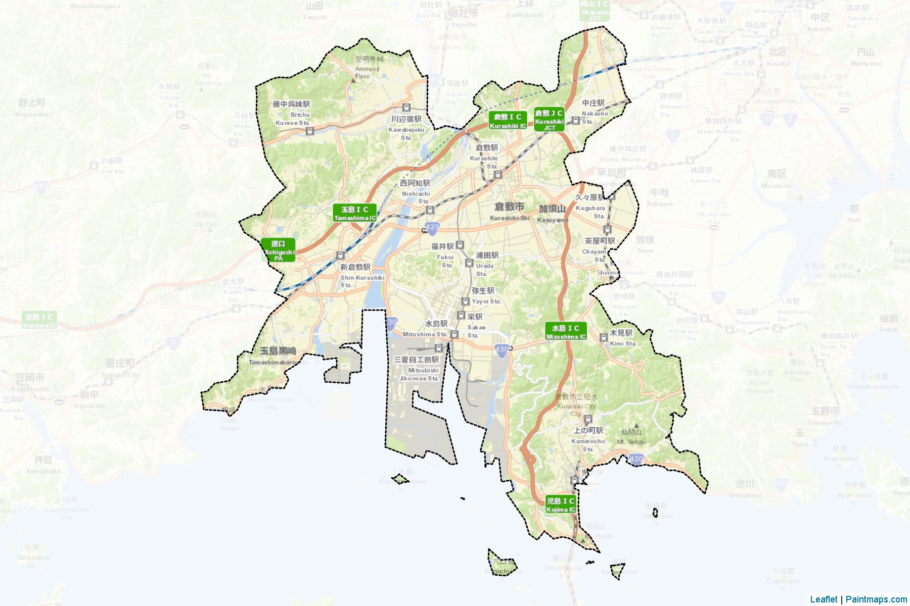 Kurashiki (Okayama Prefecture) Map Cropping Samples-2