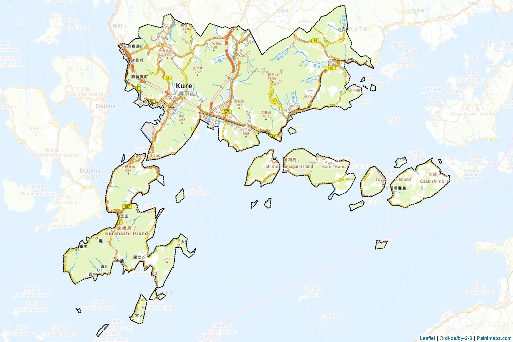 Kure (Hiroshima Prefecture) Map Cropping Samples-1