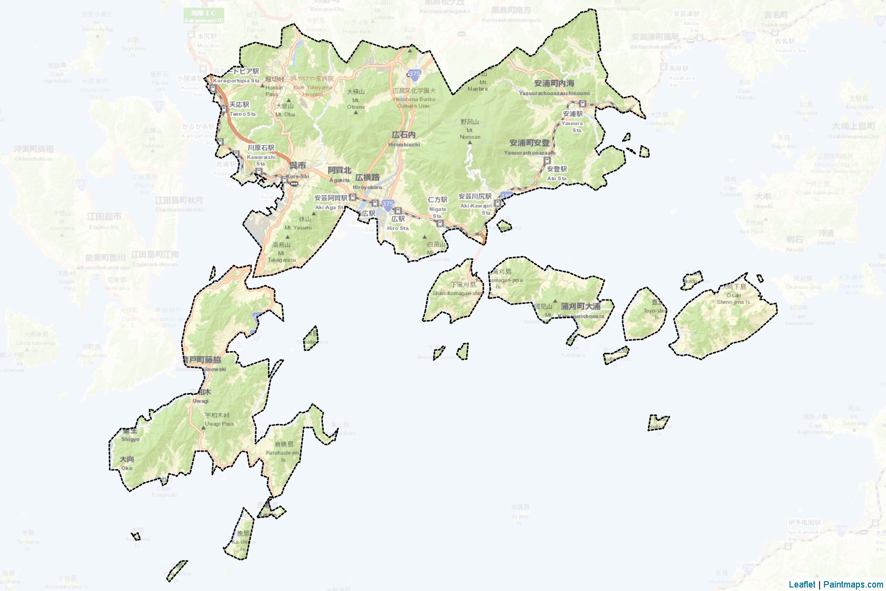 Kure (Hiroshima Prefecture) Map Cropping Samples-2