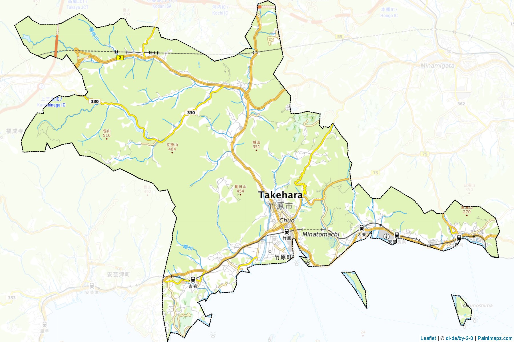 Muestras de recorte de mapas Takehara (Hiroshima)-1