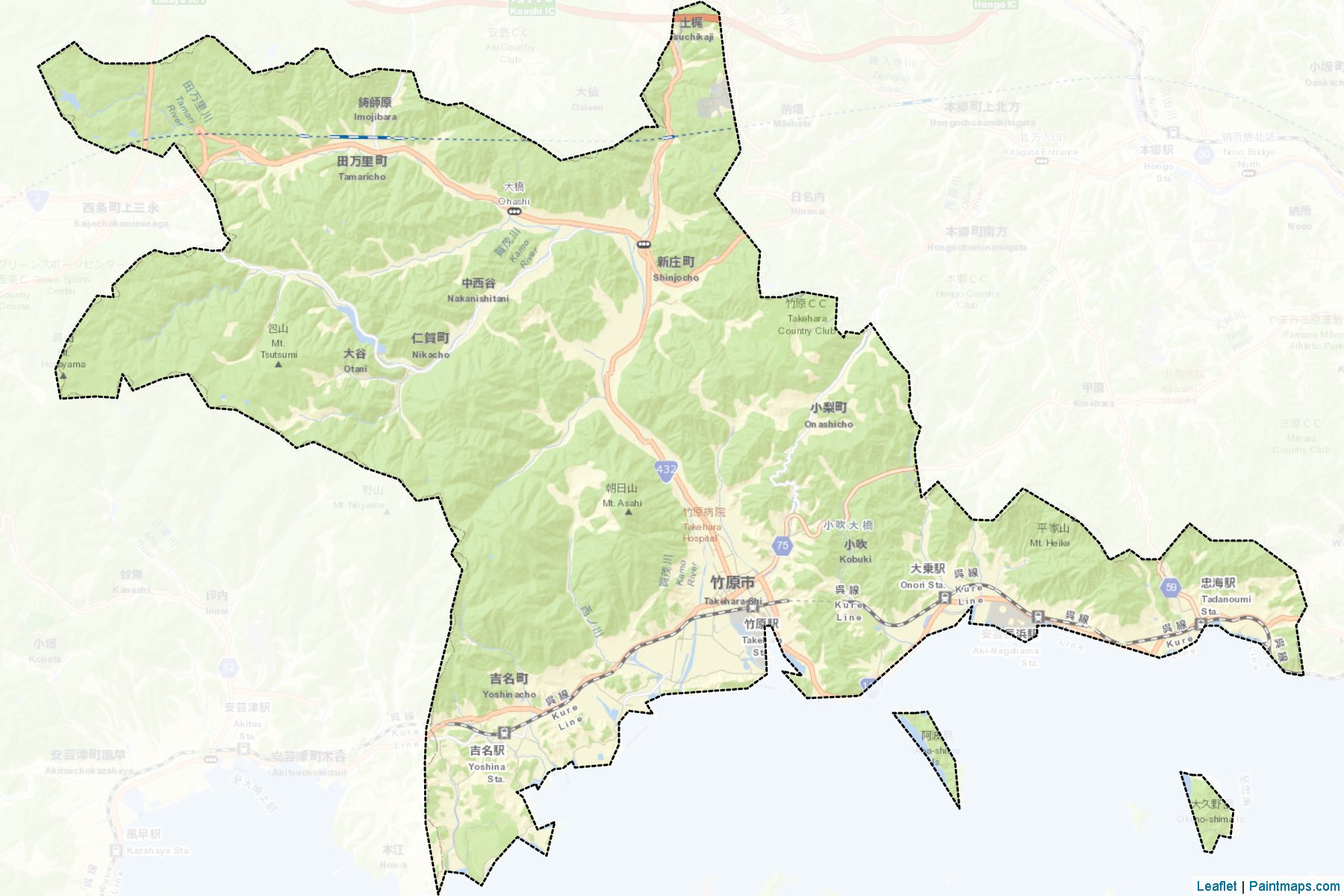 Muestras de recorte de mapas Takehara (Hiroshima)-2