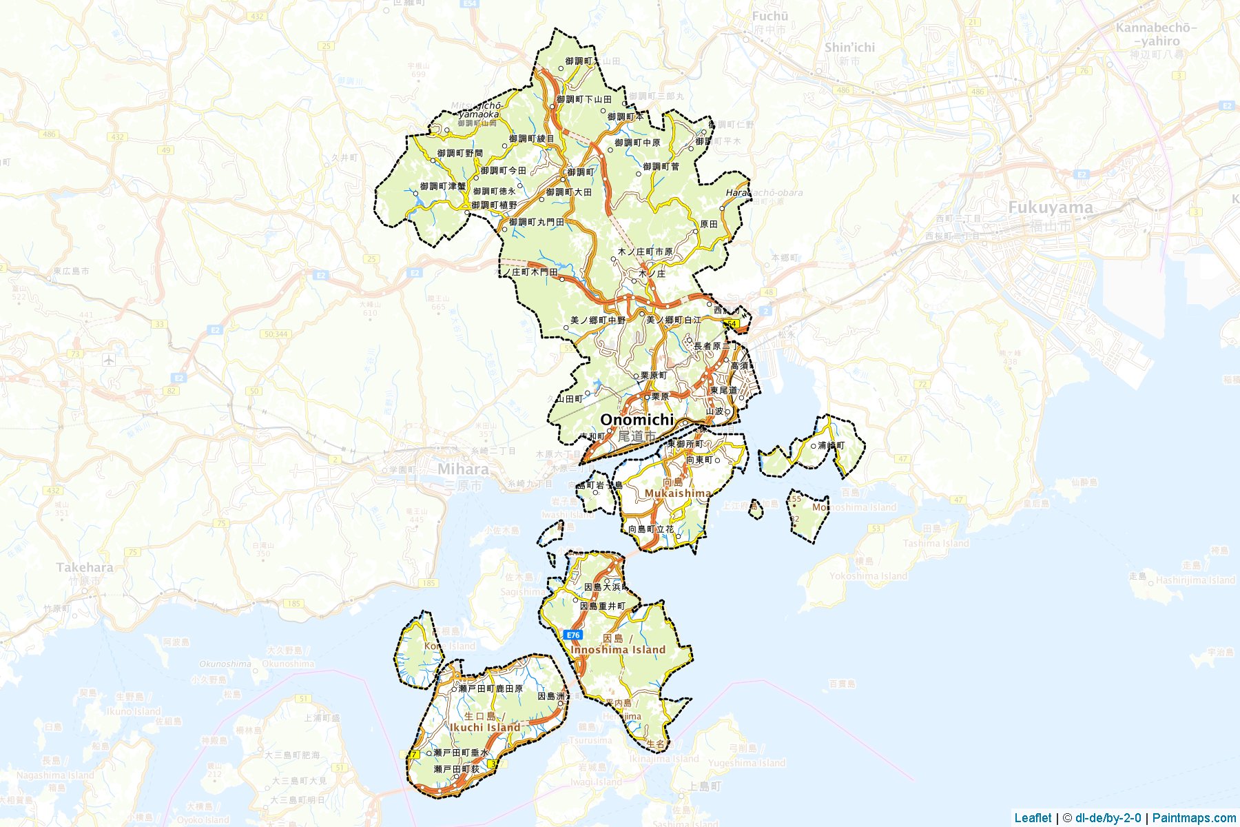 Muestras de recorte de mapas Onomichi (Hiroshima)-1