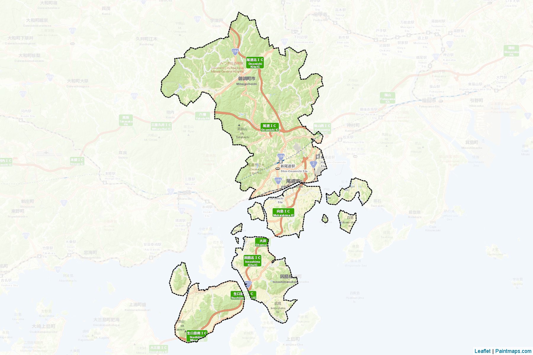 Muestras de recorte de mapas Onomichi (Hiroshima)-2