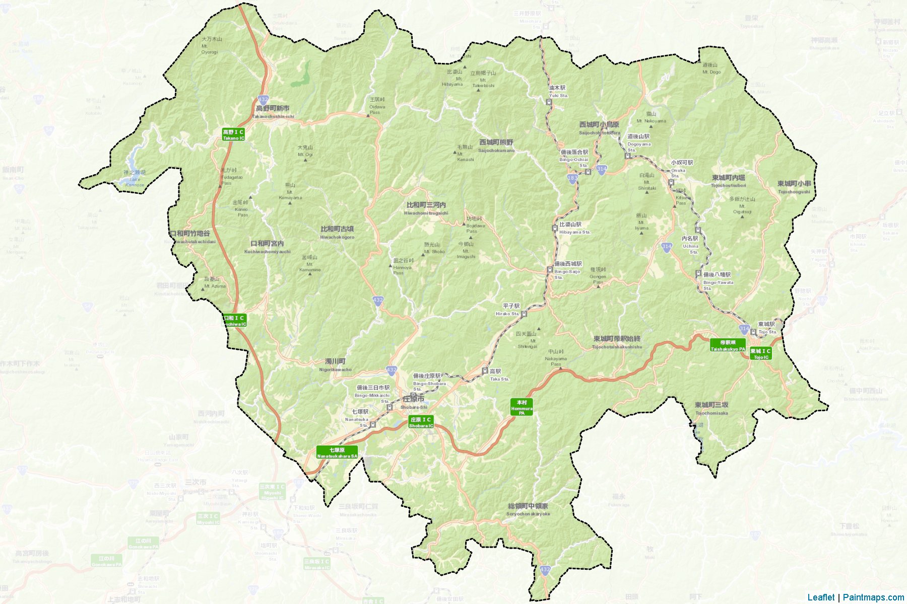 Shobara (Hiroshima Prefecture) Map Cropping Samples-2