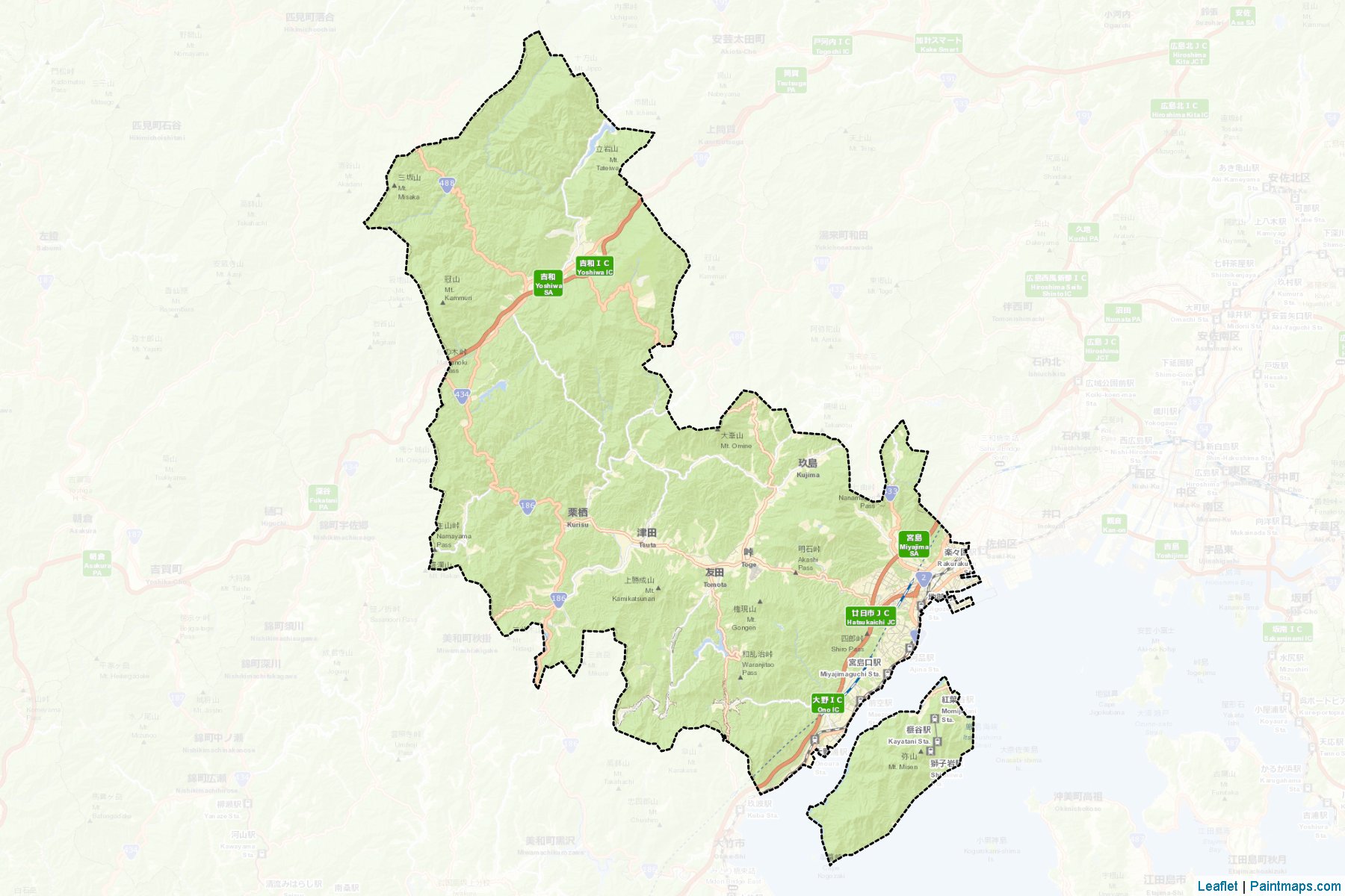 Muestras de recorte de mapas Hatsukaichi (Hiroshima)-2