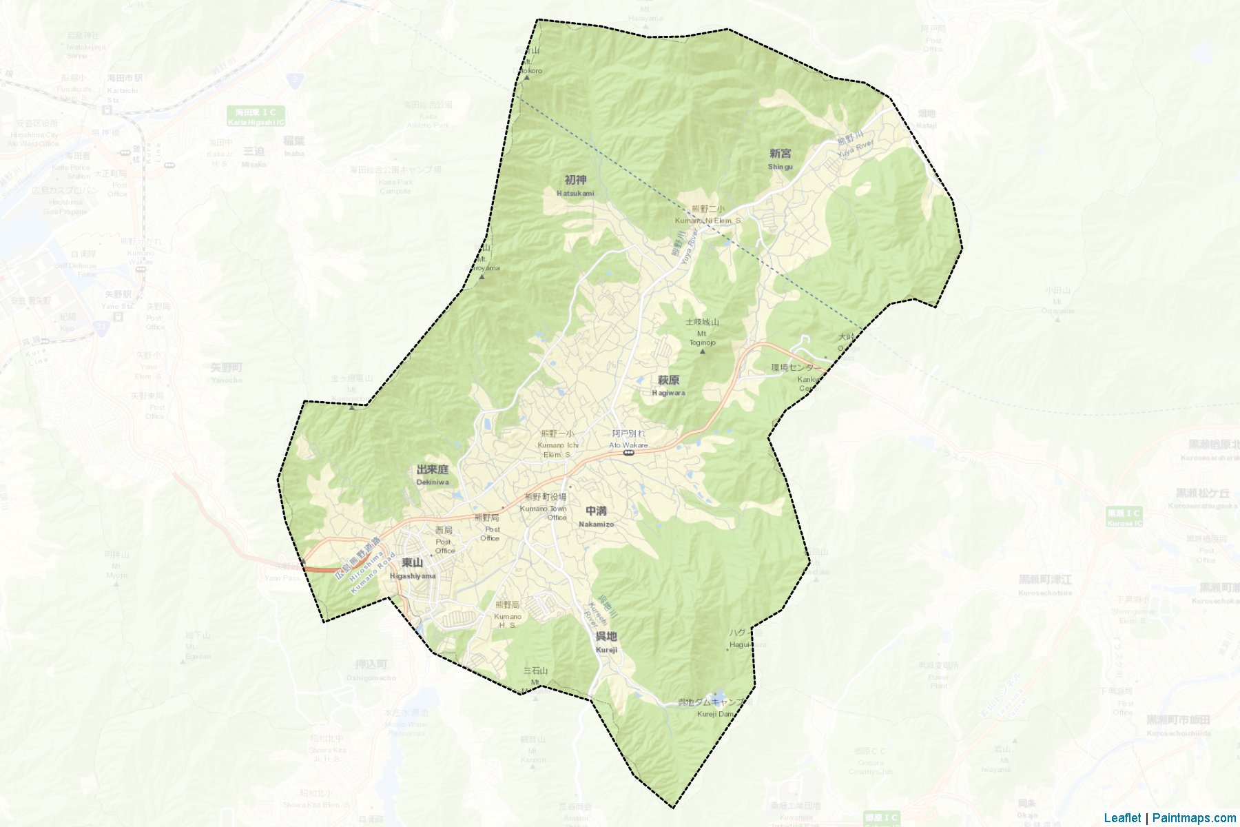 Kumano (Hiroshima Prefecture) Map Cropping Samples-2