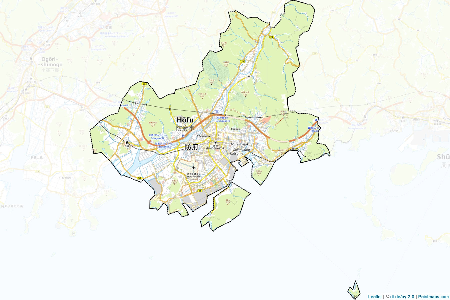 Hofu (Yamaguchi Prefecture) Map Cropping Samples-1