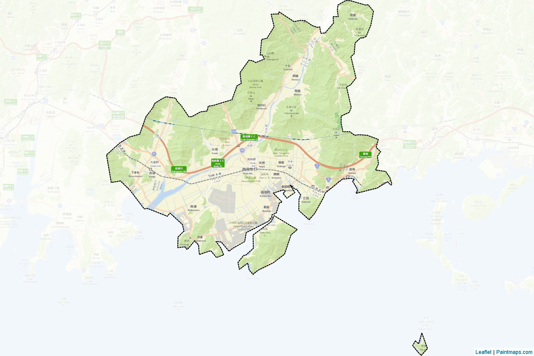 Hofu (Yamaguchi Prefecture) Map Cropping Samples-2