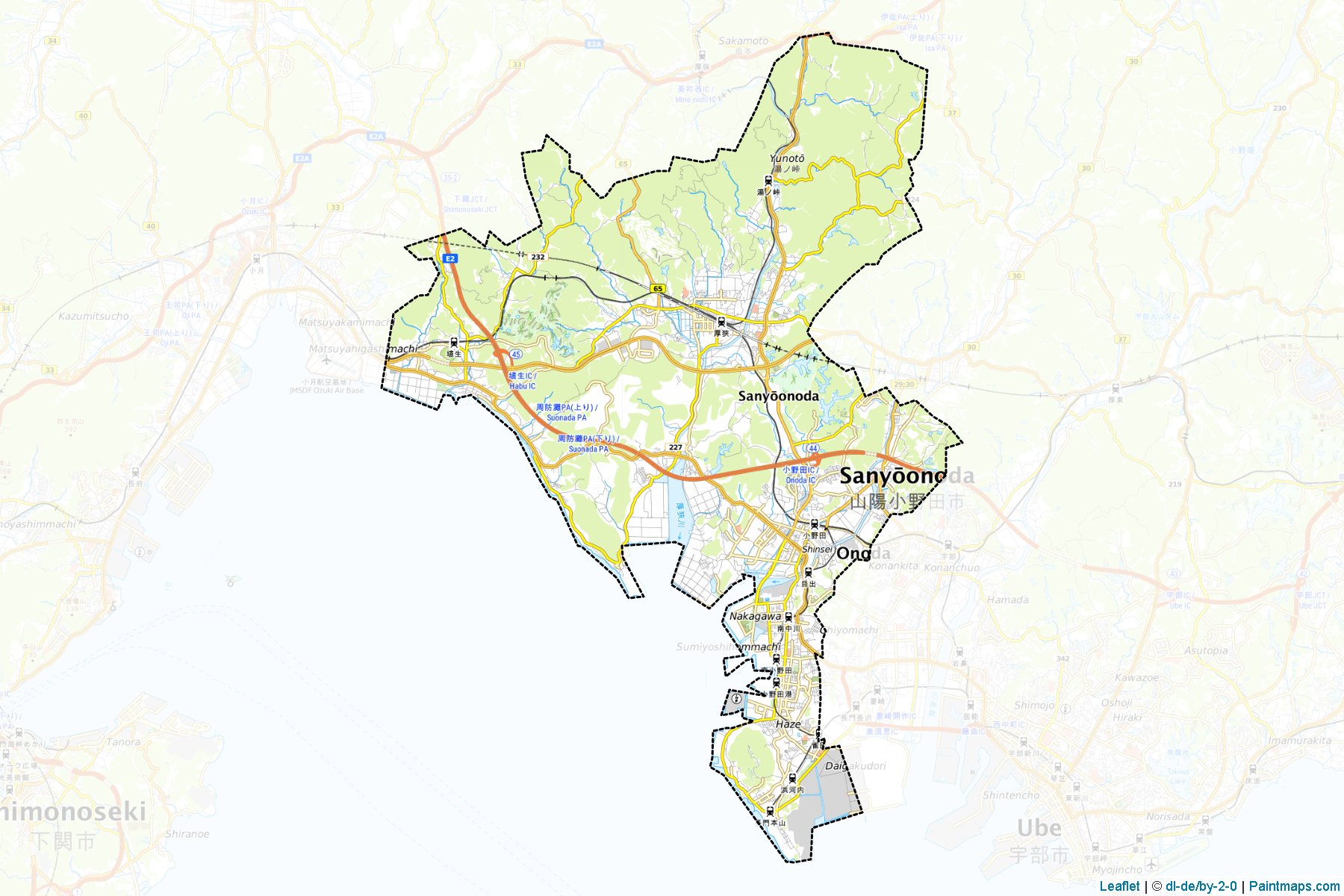 San-yo-onoda (Yamaguchi Prefecture) Map Cropping Samples-1