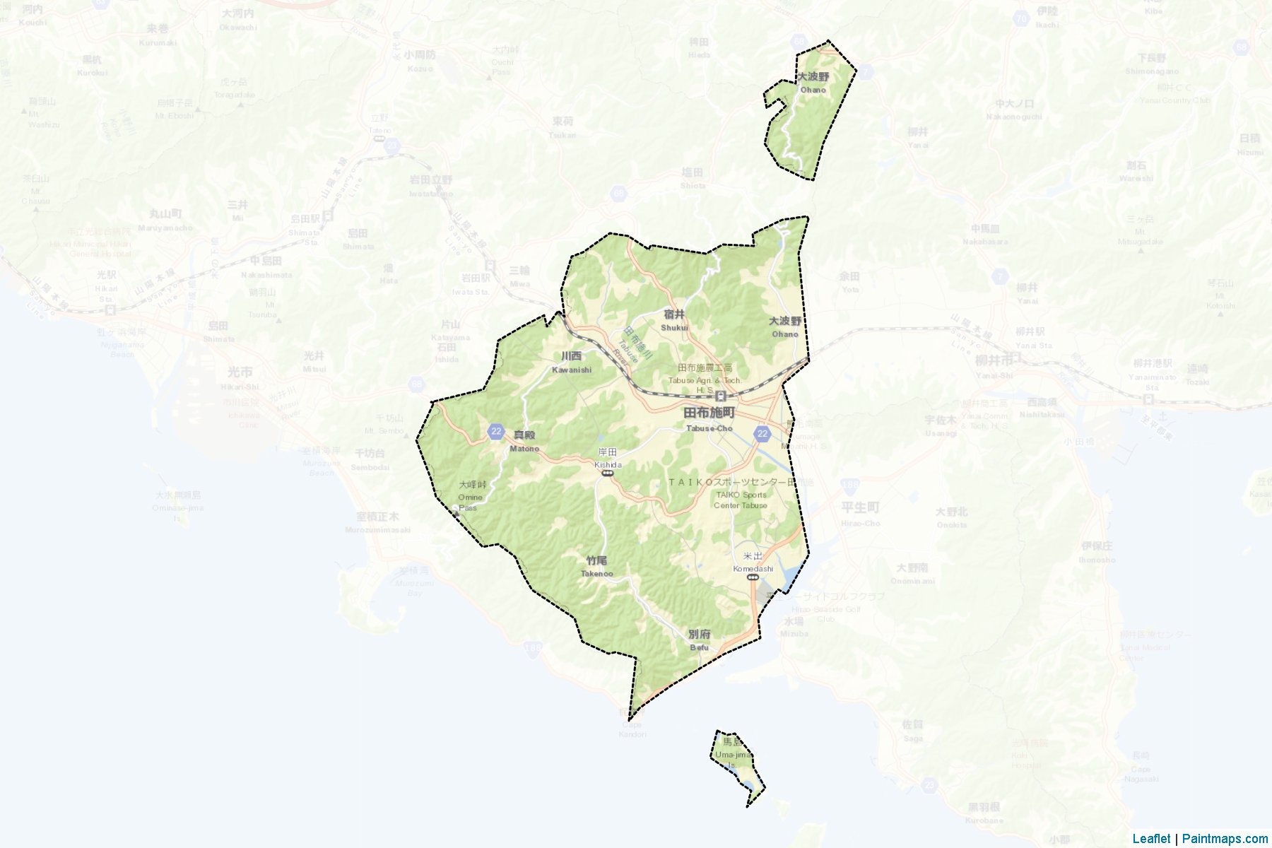 Tabuse (Yamaguchi Prefecture) Map Cropping Samples-2