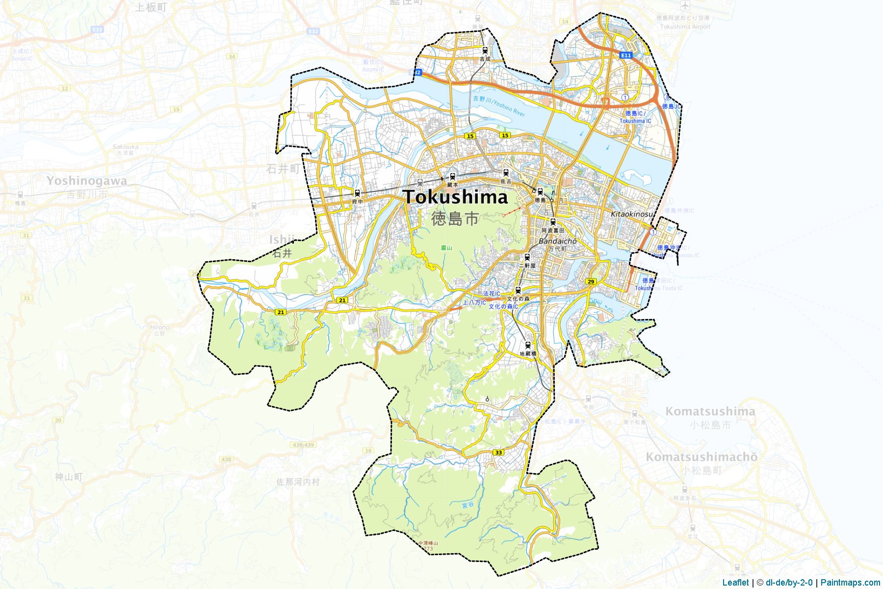 Muestras de recorte de mapas Tokushima (Tokushima)-1