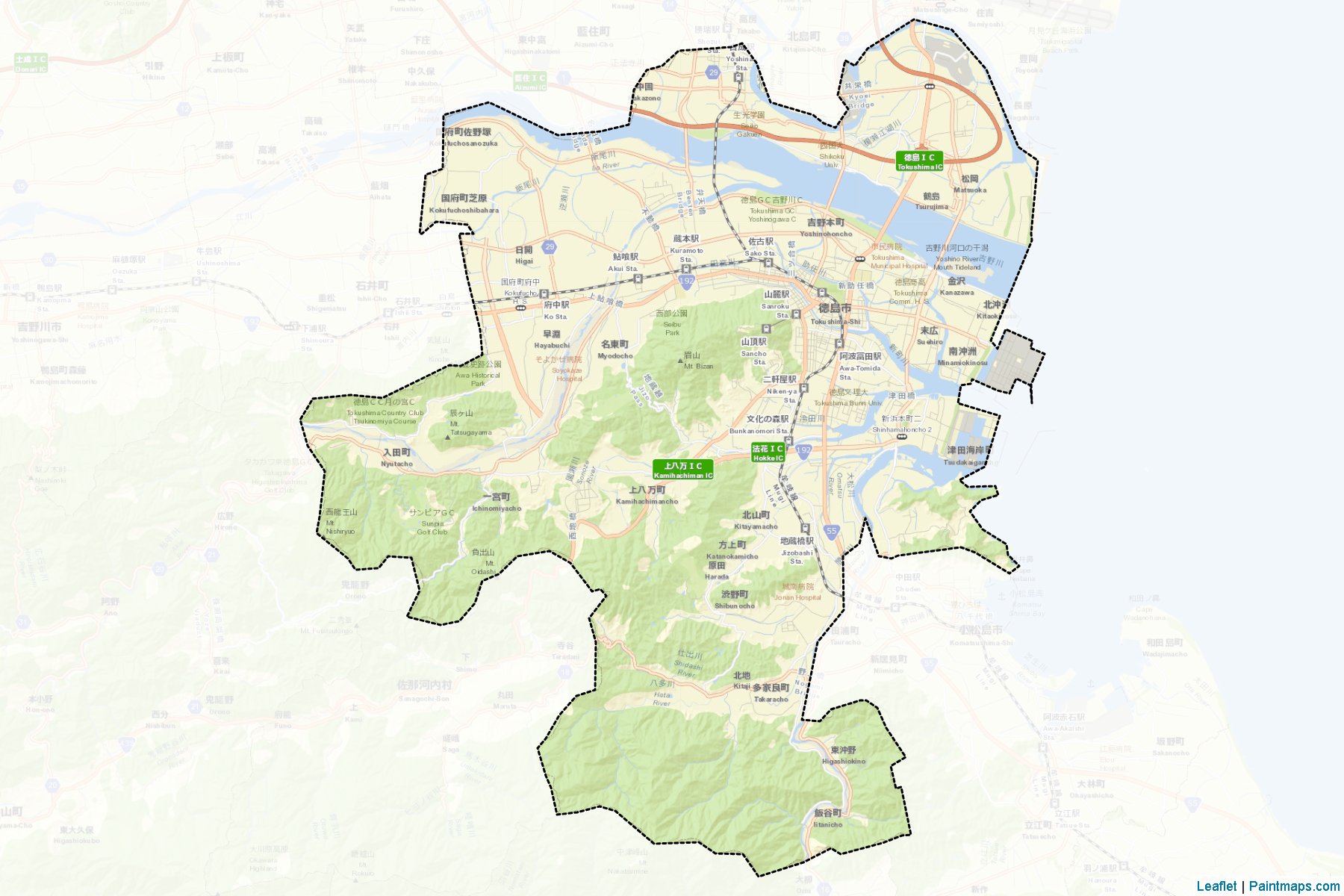 Tokushima (Tokushima Prefecture) Map Cropping Samples-2