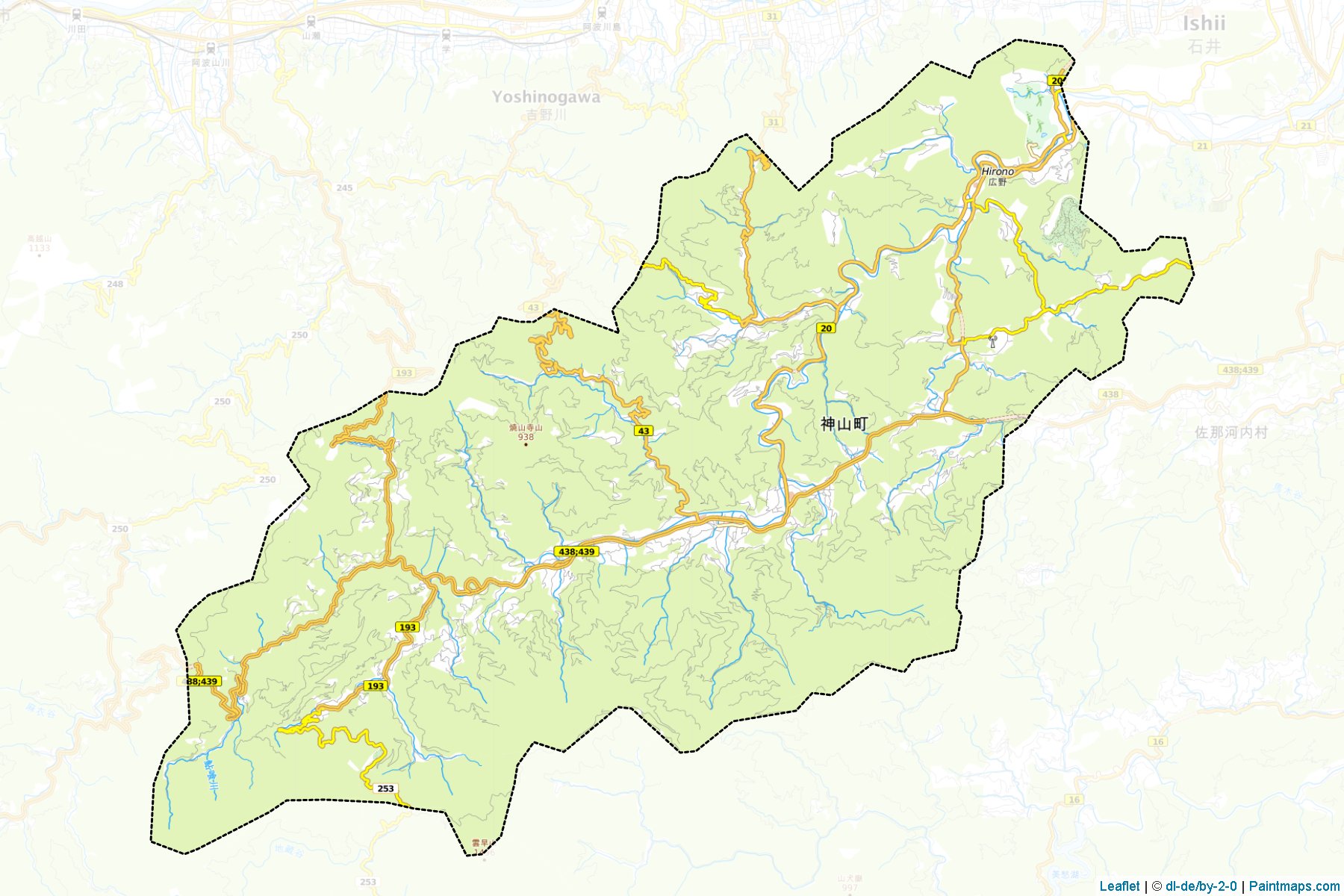 Kamiyama (Tokushima Prefecture) Map Cropping Samples-1