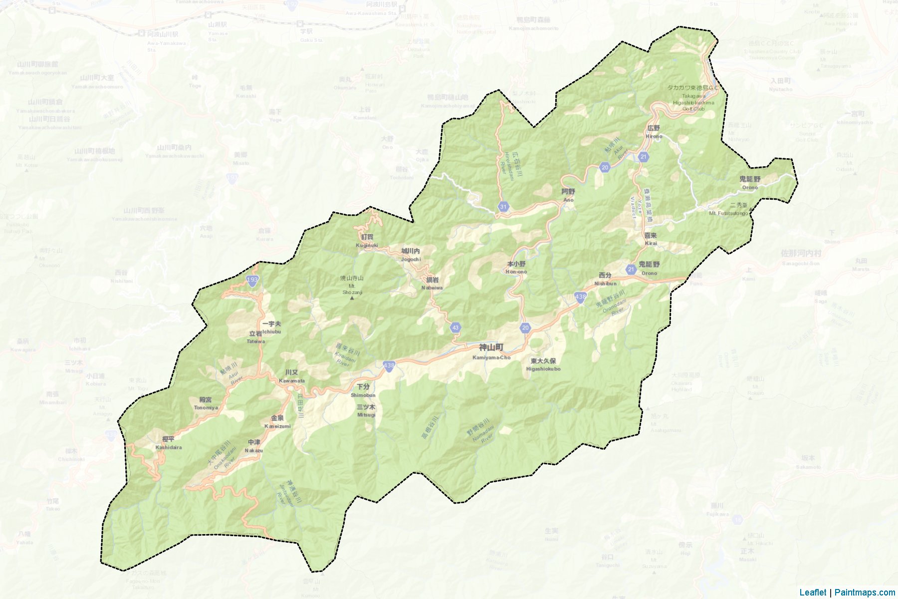 Kamiyama (Tokushima Prefecture) Map Cropping Samples-2