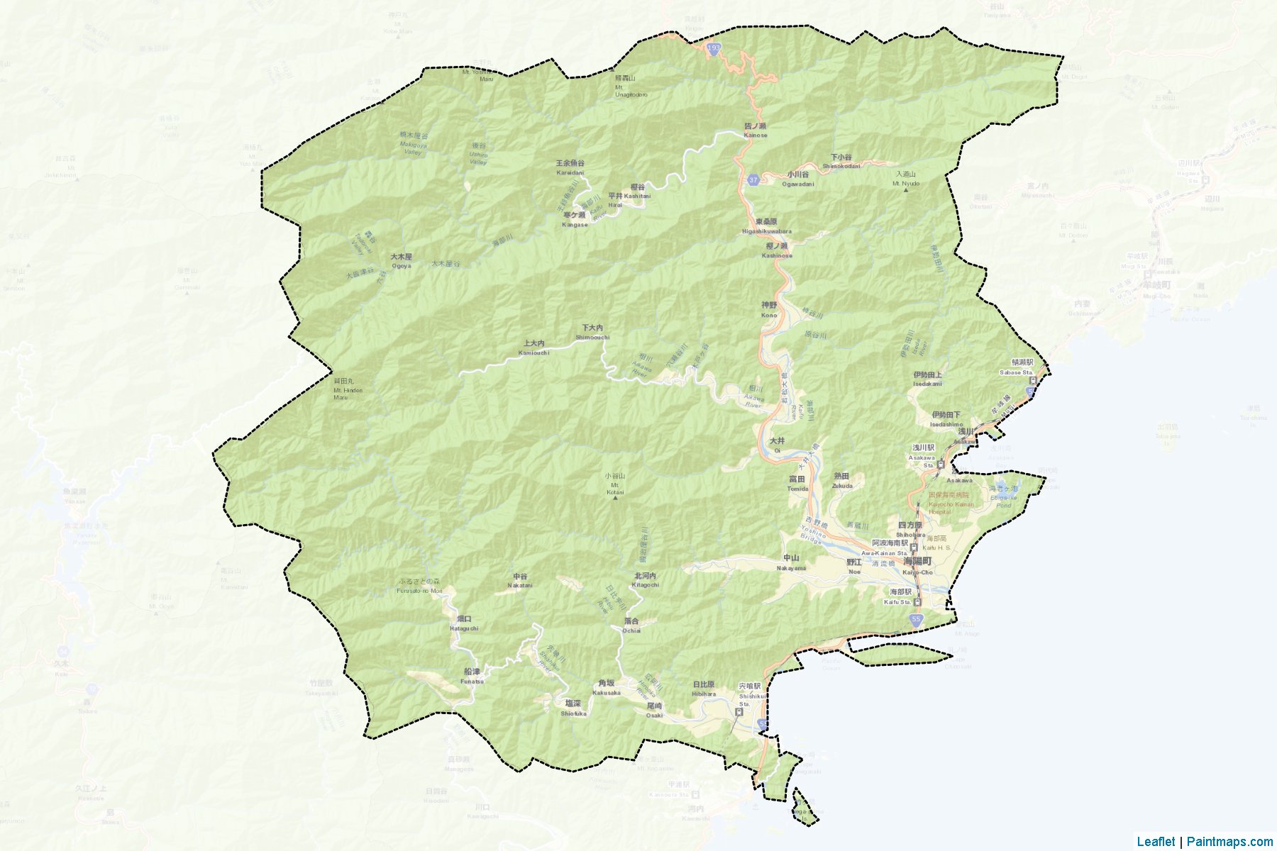 Muestras de recorte de mapas Kaiyo (Tokushima)-2