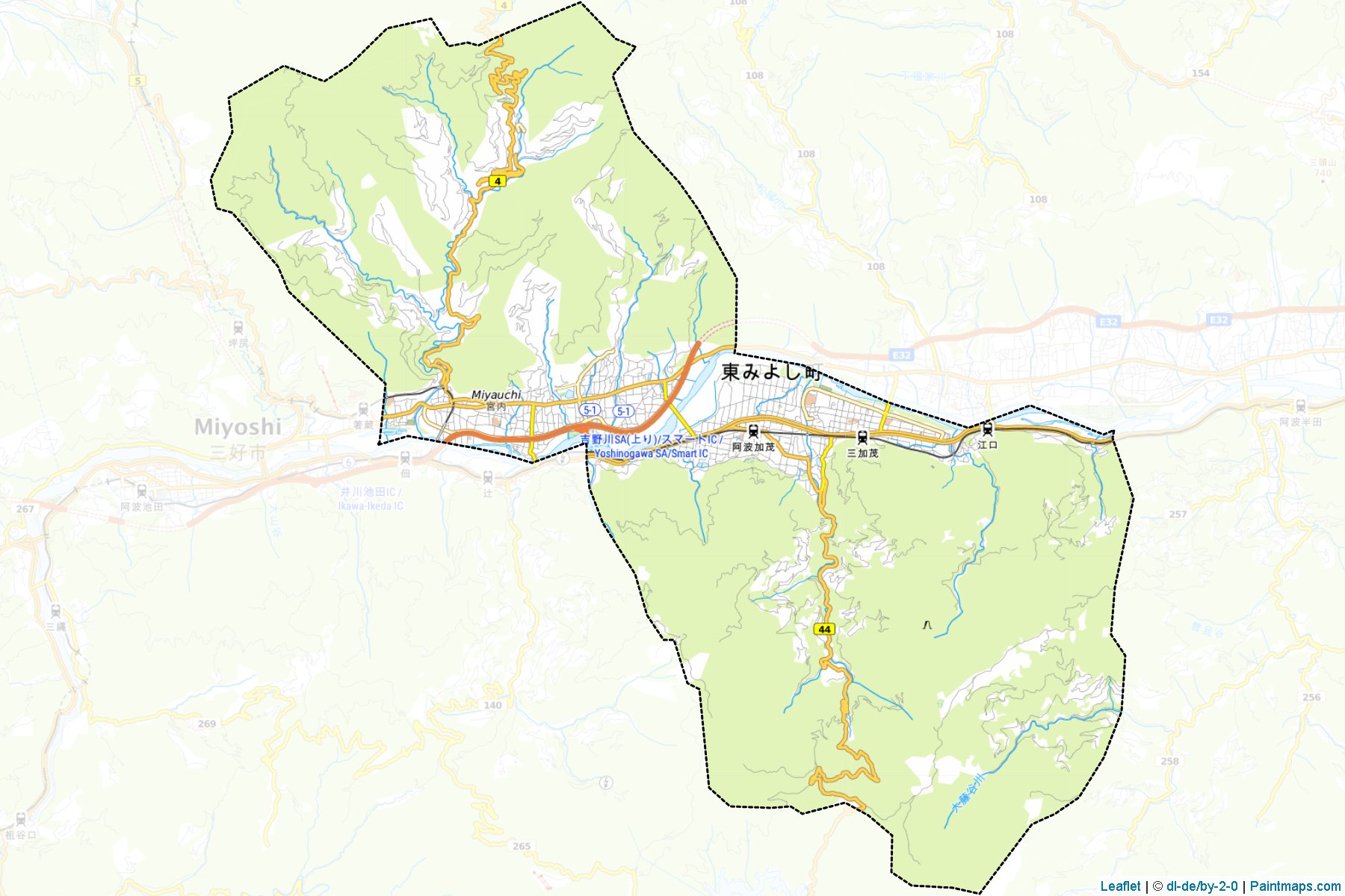 Muestras de recorte de mapas Higashimiyoshi (Tokushima)-1