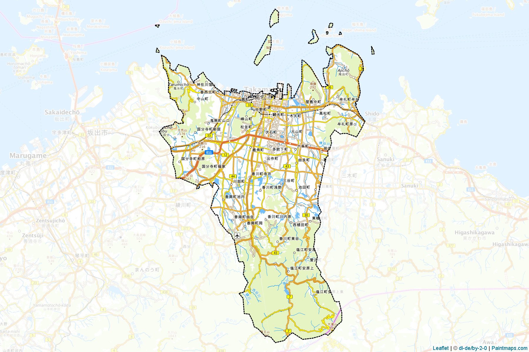 Takamatsu (Kagawa Prefecture) Map Cropping Samples-1