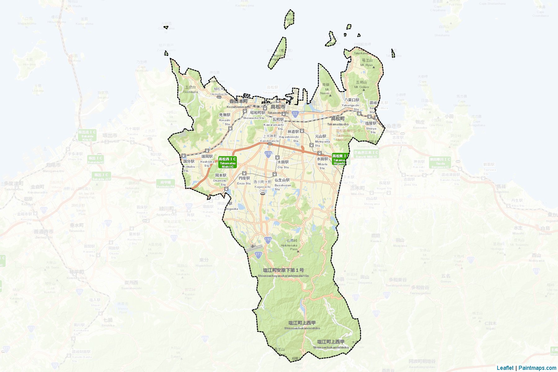 Takamatsu (Kagawa Prefecture) Map Cropping Samples-2