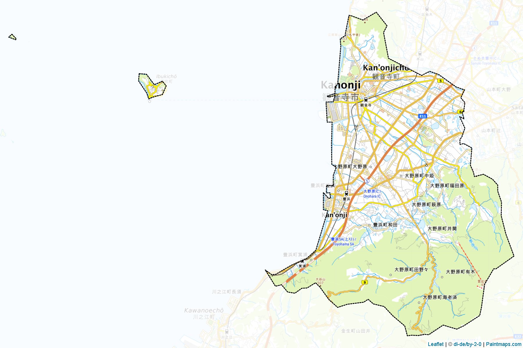 Muestras de recorte de mapas Kan-onji (Kagawa)-1