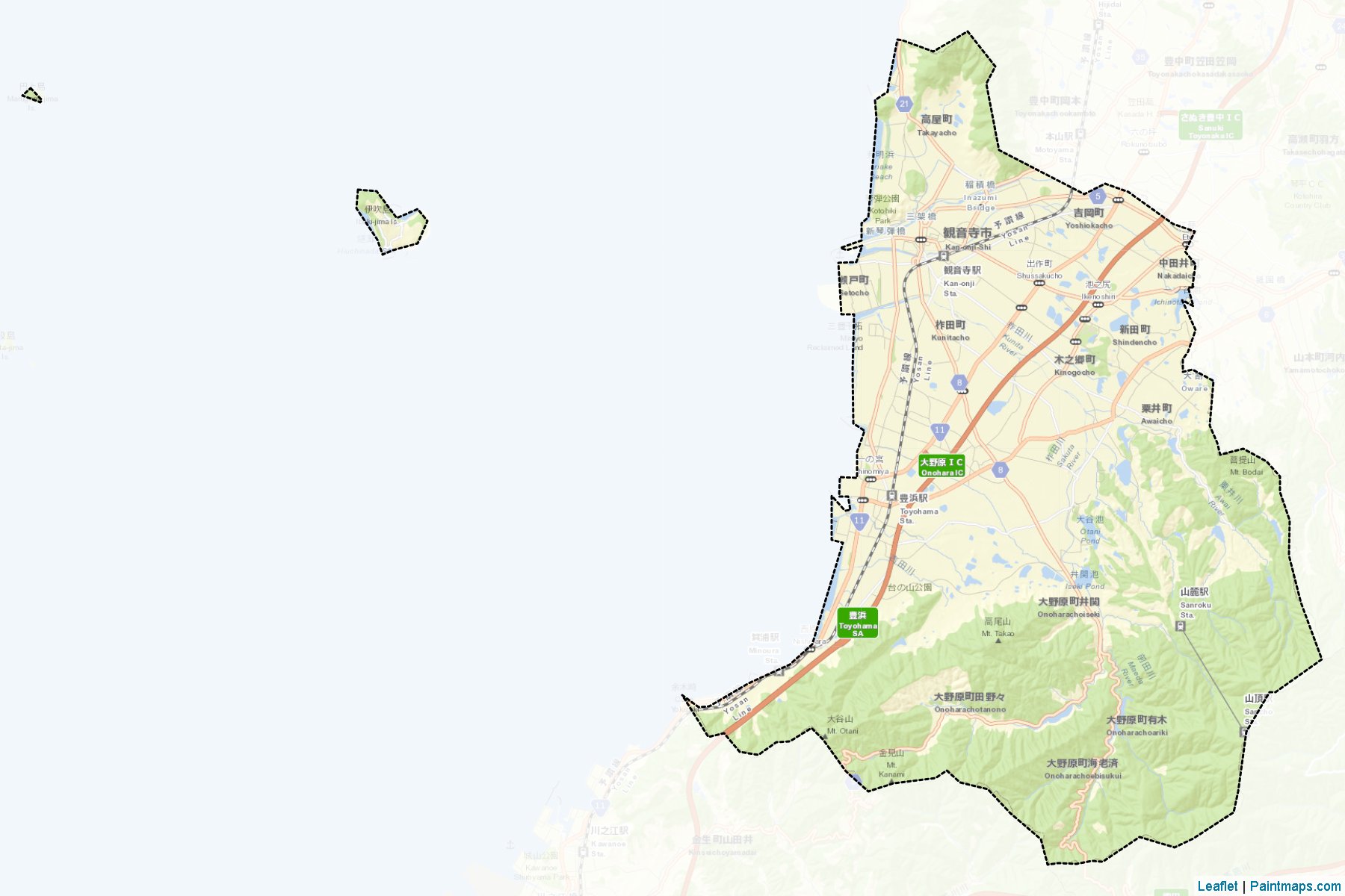 Muestras de recorte de mapas Kan-onji (Kagawa)-2