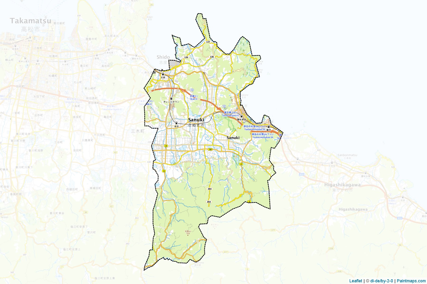 Sanuki (Kagawa Prefecture) Map Cropping Samples-1