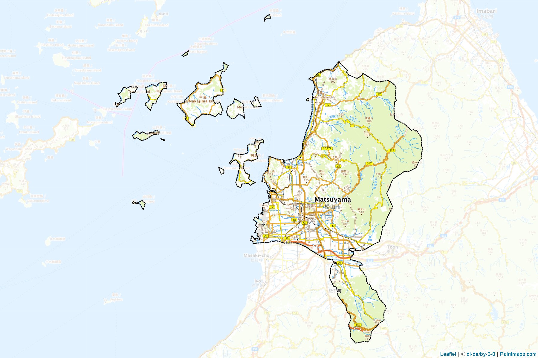 Muestras de recorte de mapas Matsuyama (Ehime)-1