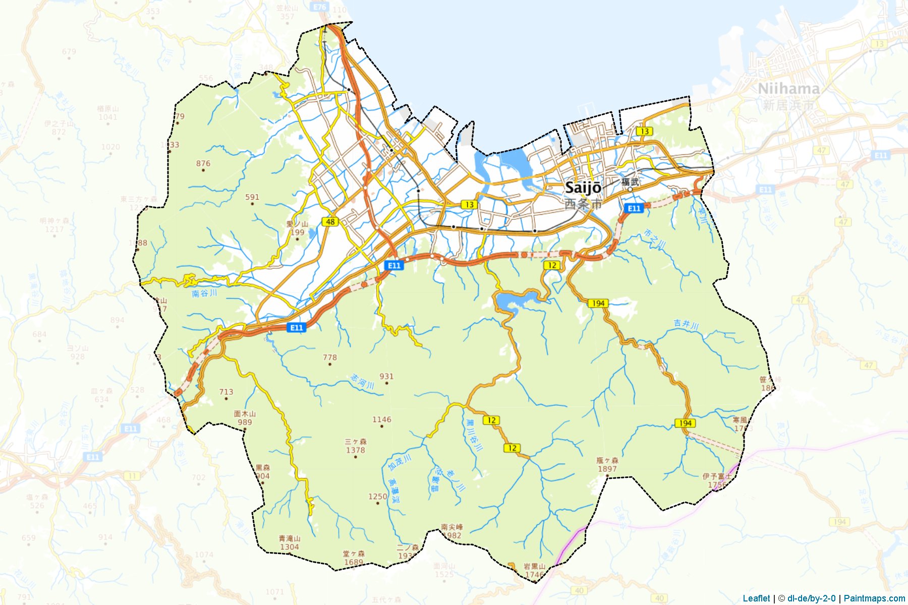 Saijo (Ehime Prefecture) Map Cropping Samples-1