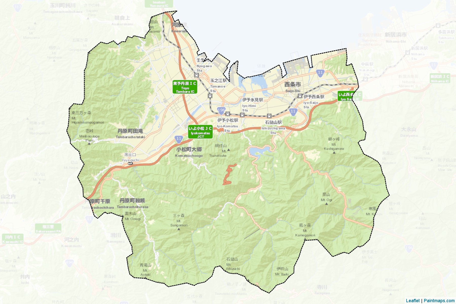 Saijo (Ehime Prefecture) Map Cropping Samples-2