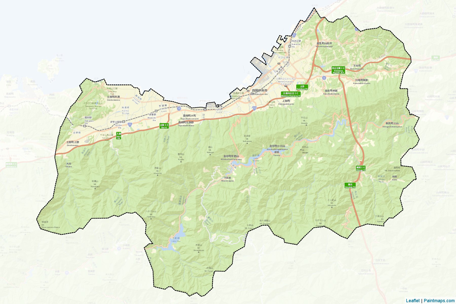 Muestras de recorte de mapas Shikokuchuo (Ehime)-2