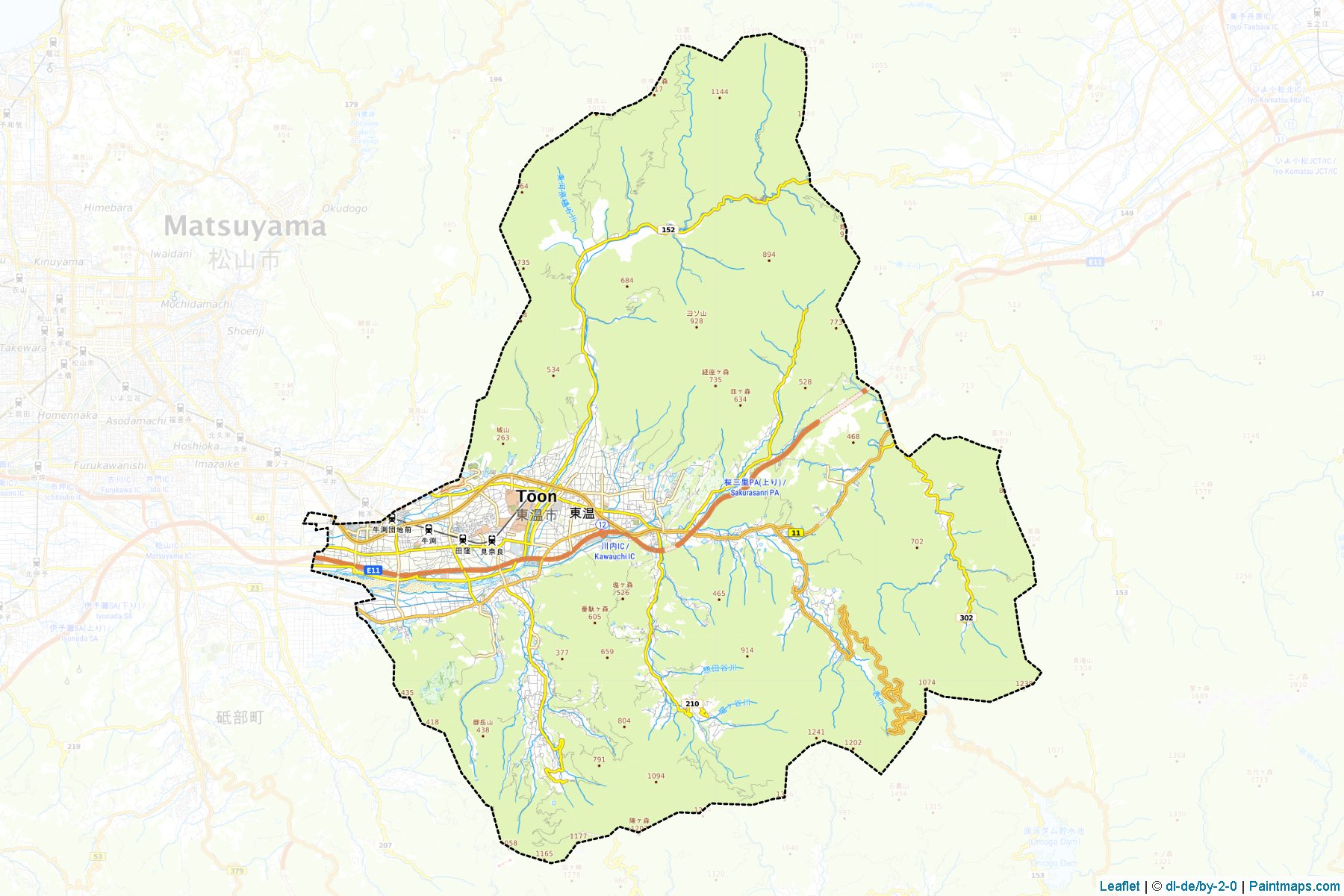 Toon (Ehime Prefecture) Map Cropping Samples-1