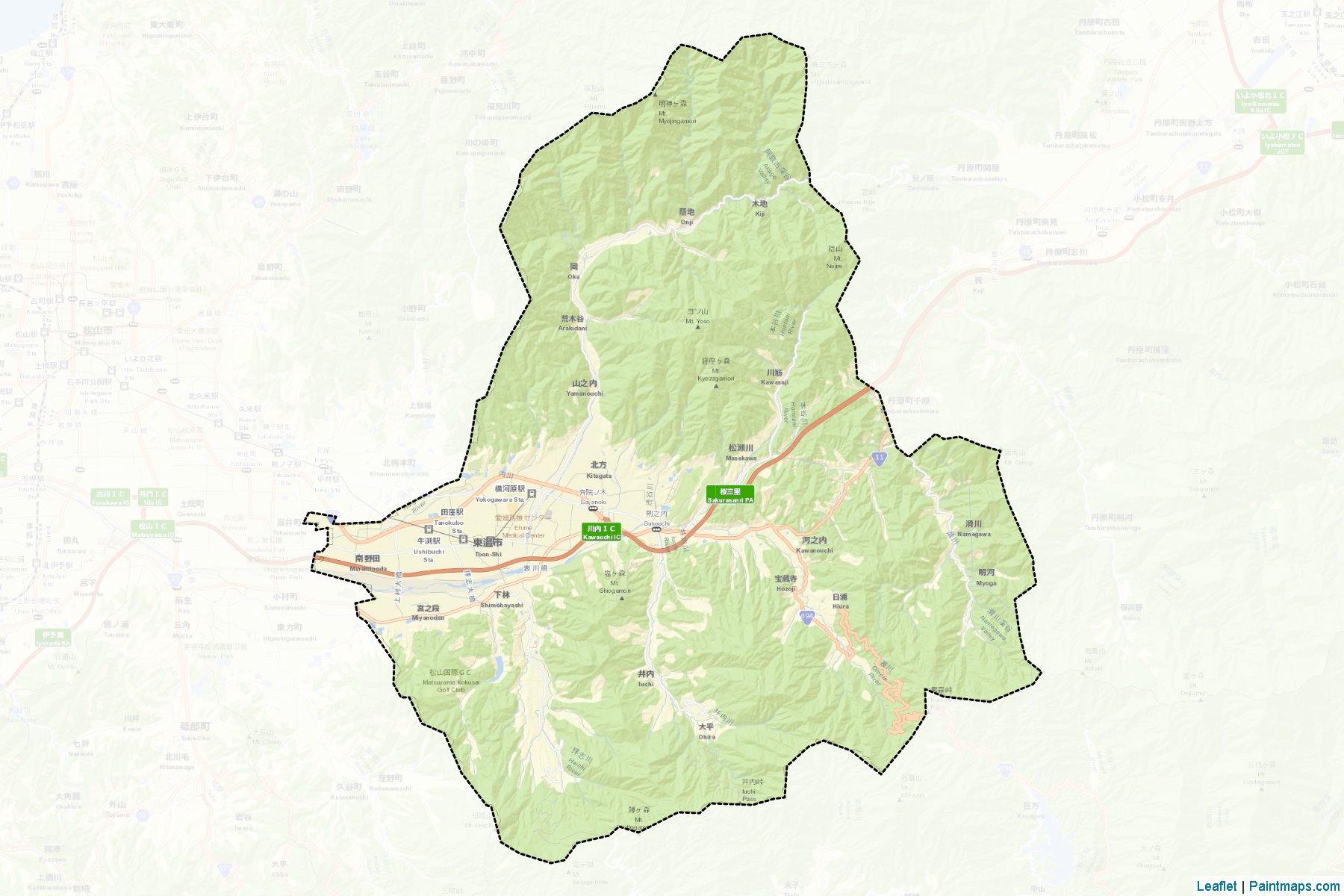 Toon (Ehime Prefecture) Map Cropping Samples-2