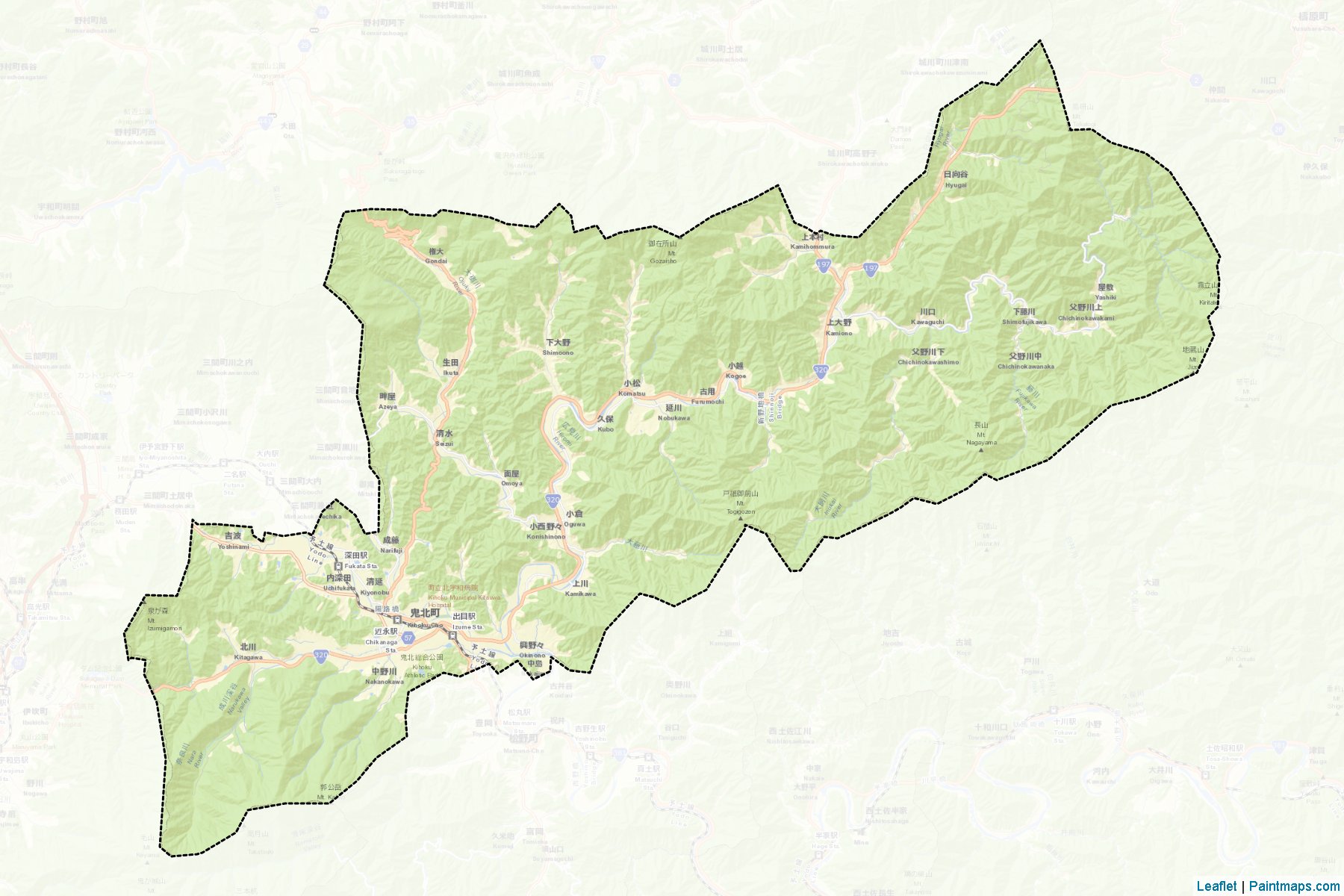 Muestras de recorte de mapas Kihoku (Ehime)-2