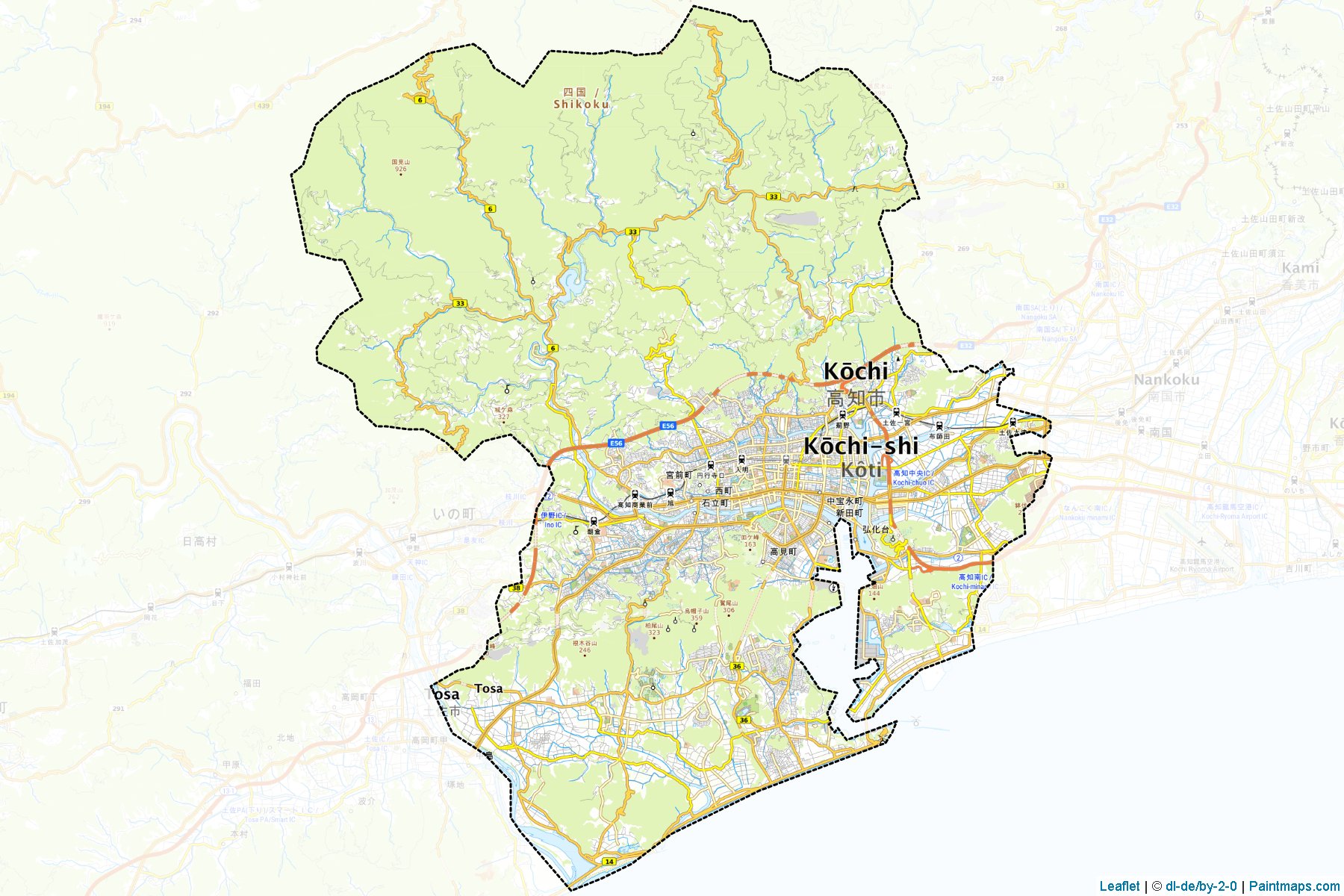 Kochi (Kochi Prefecture) Map Cropping Samples-1