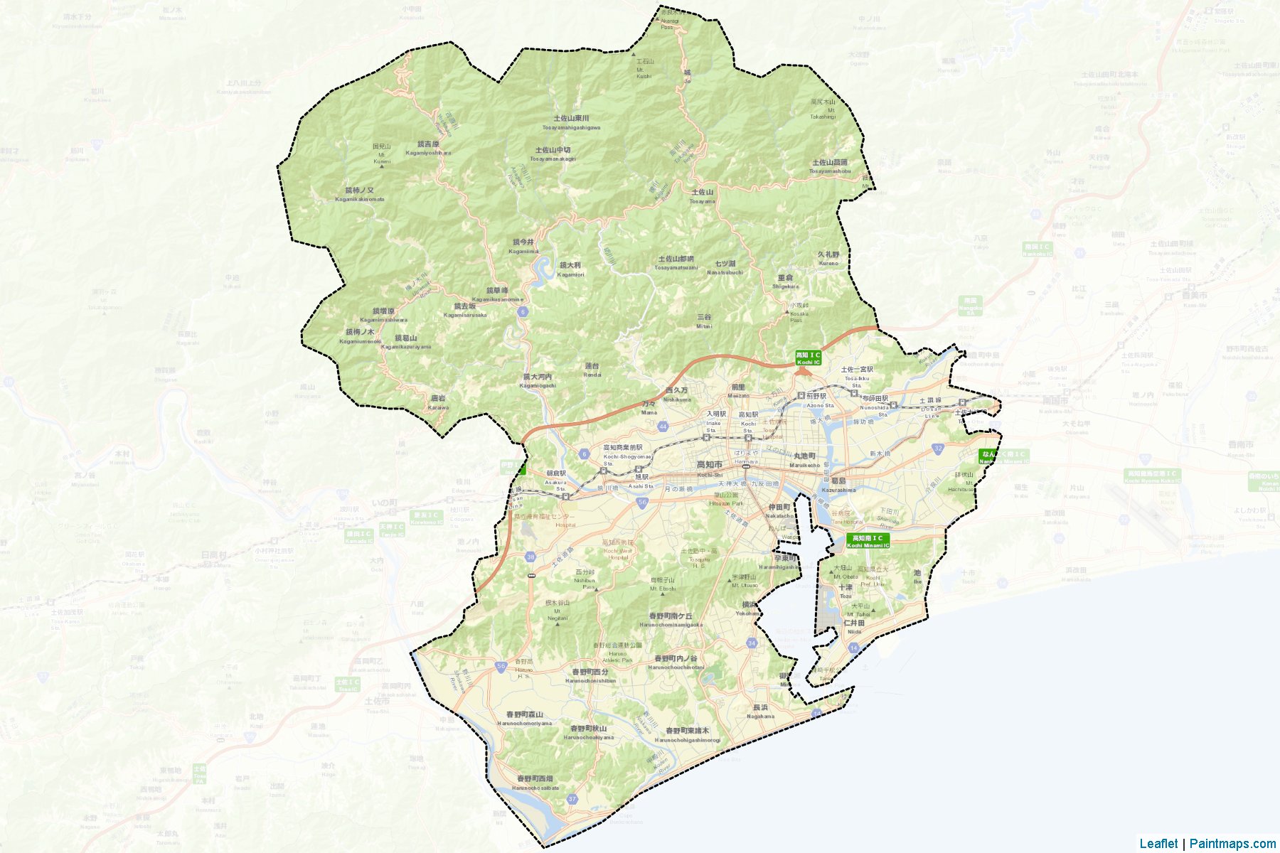 Kochi (Kochi Prefecture) Map Cropping Samples-2