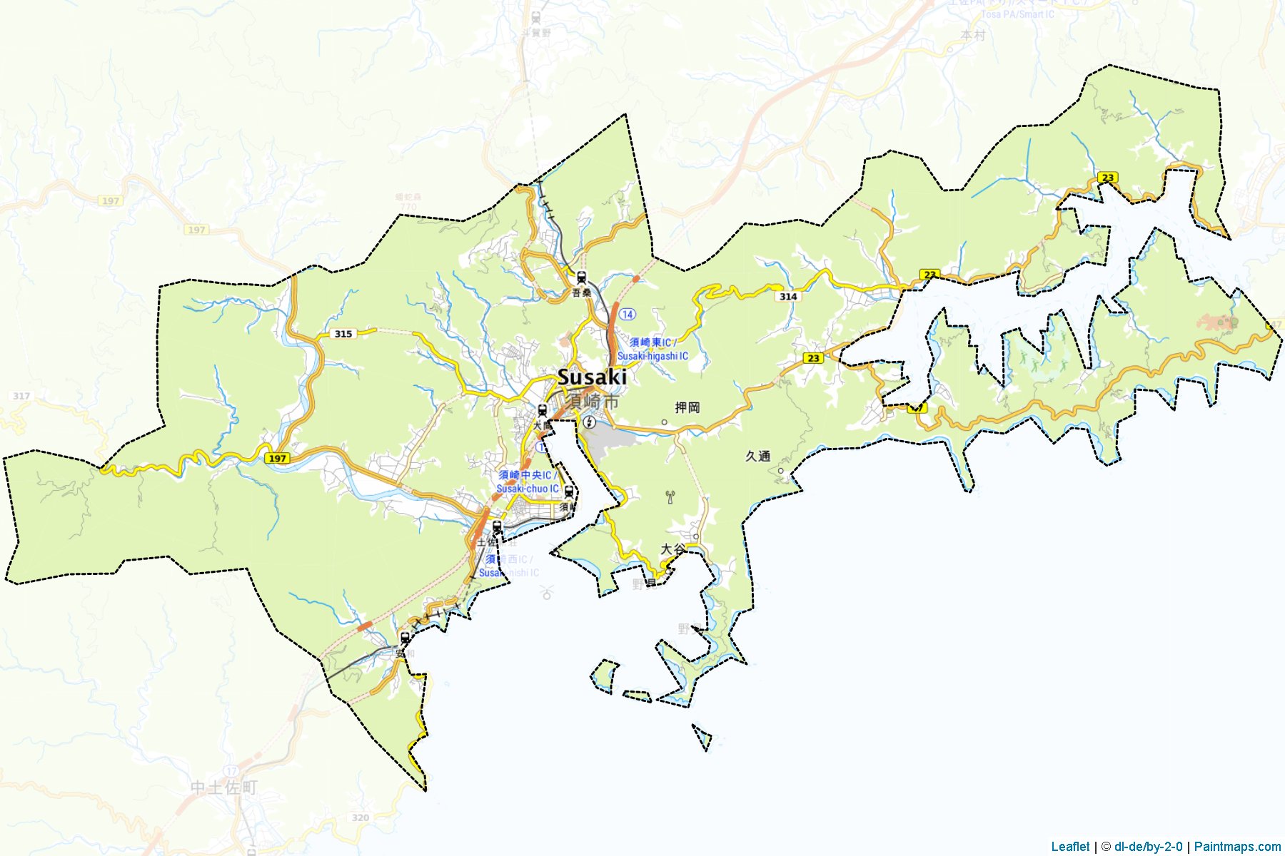 Susaki (Kochi Prefecture) Map Cropping Samples-1