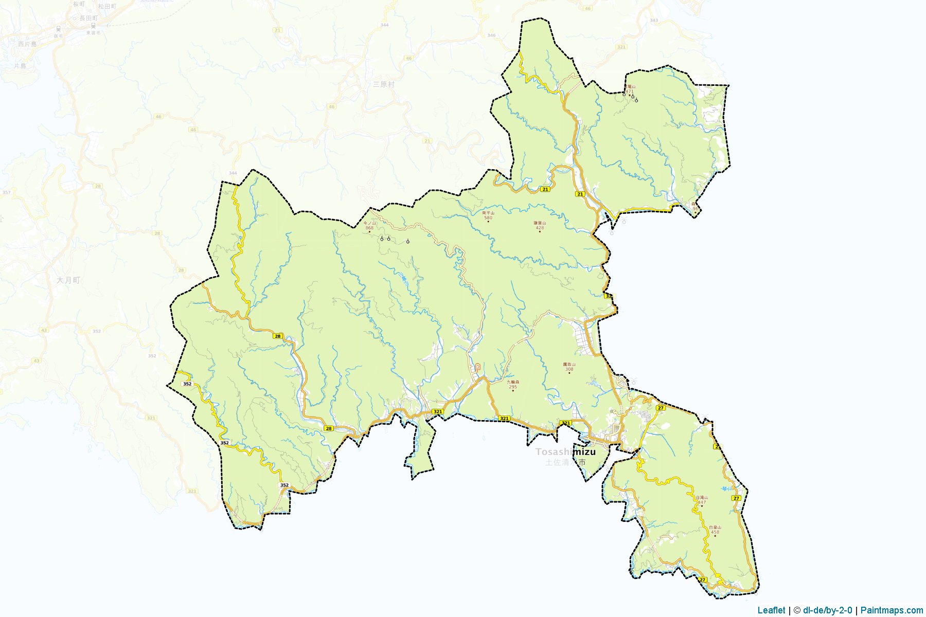 Tosashimizu (Kochi Prefecture) Map Cropping Samples-1