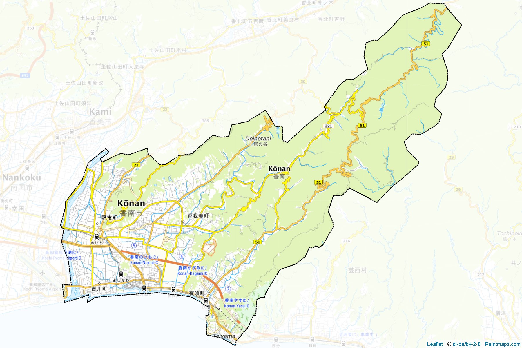 Konan (Kochi Prefecture) Map Cropping Samples-1