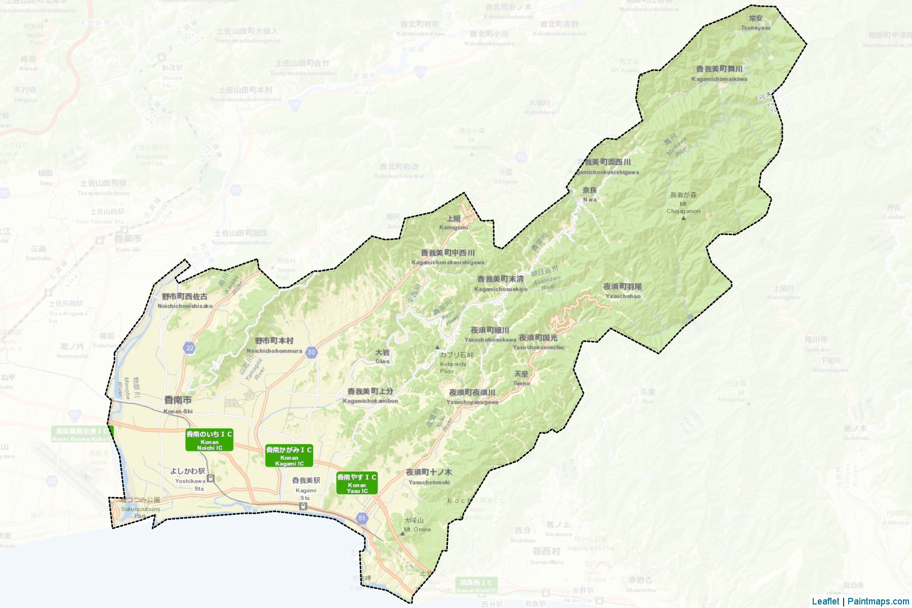 Konan (Kochi Prefecture) Map Cropping Samples-2