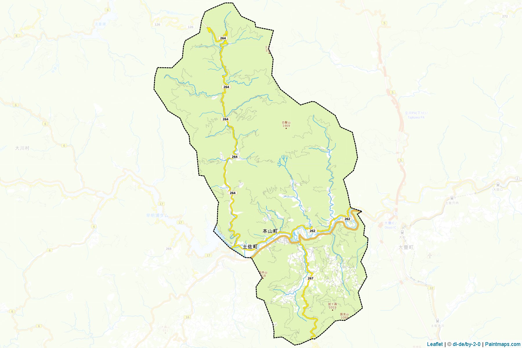 Muestras de recorte de mapas Motoyama (Kochi)-1