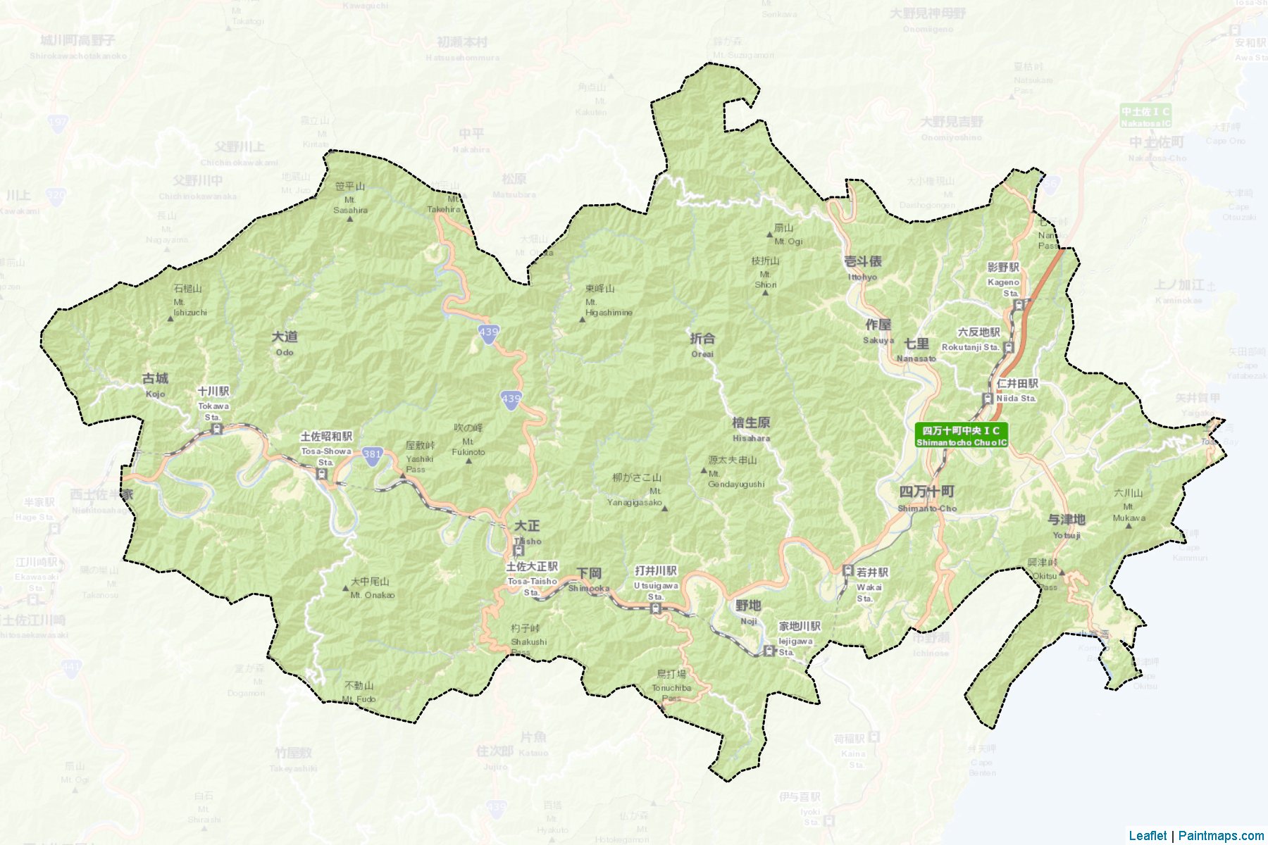 Shimanto (Kochi Prefecture) Map Cropping Samples-2