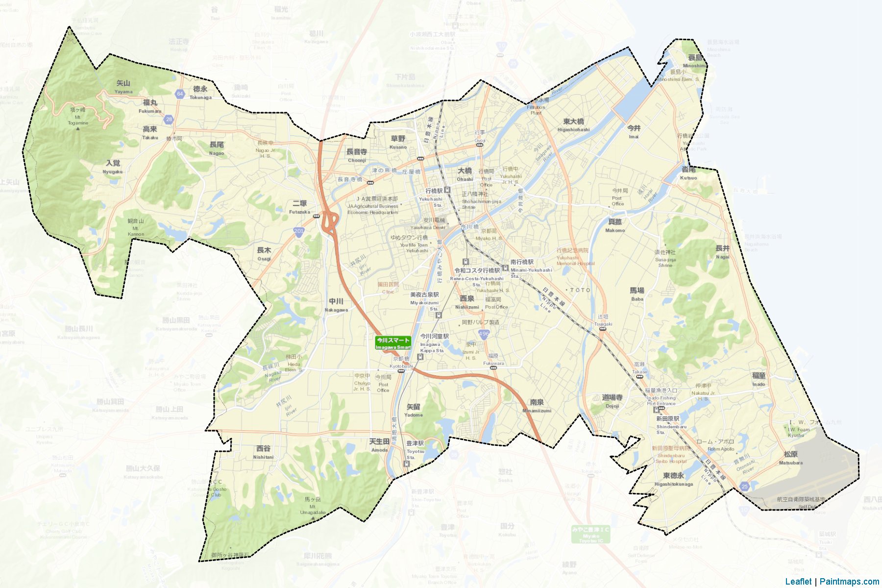 Muestras de recorte de mapas Yukuhashi (Fukuoka)-2