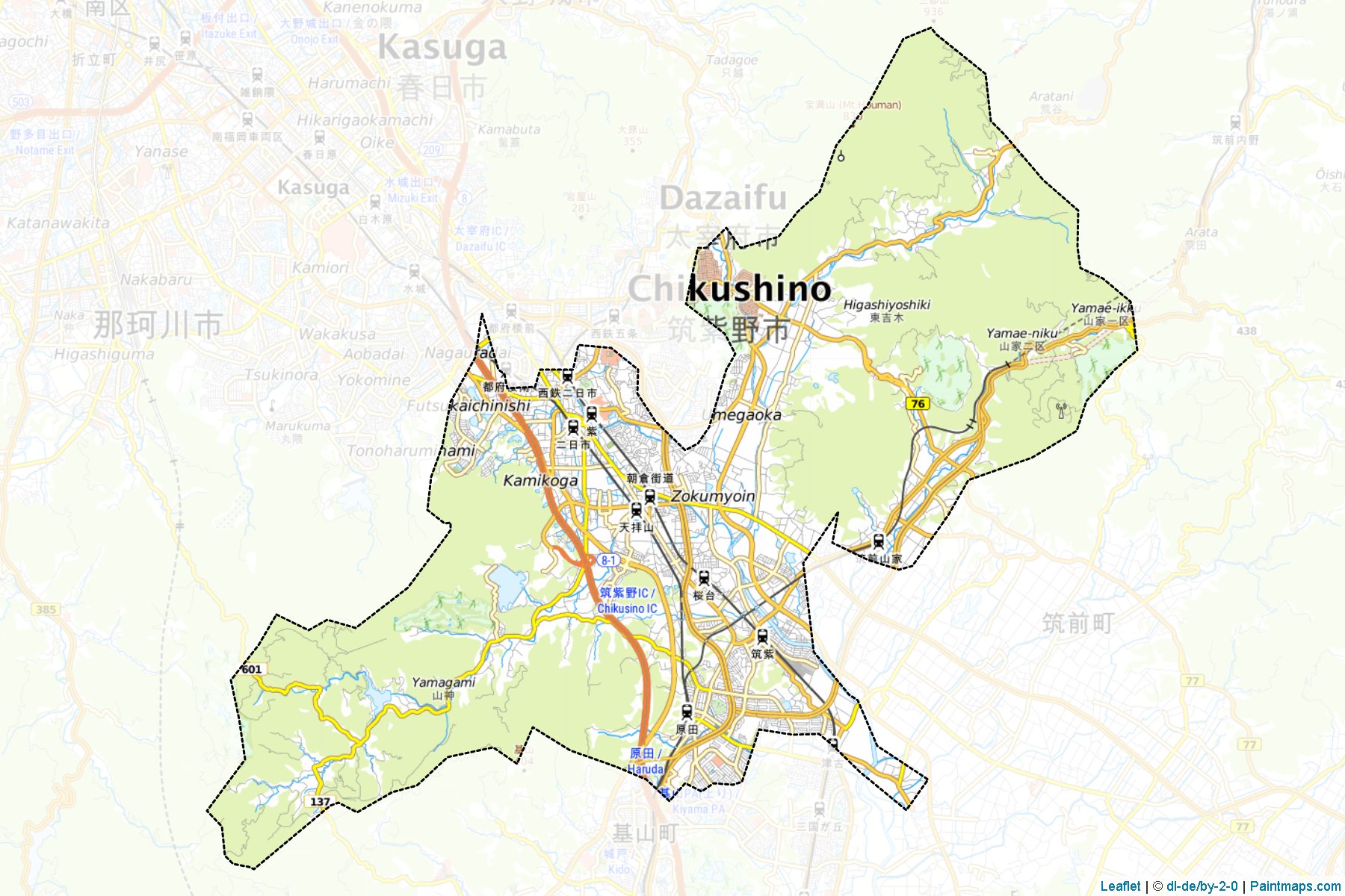 Chikushino (Fukuoka Prefecture) Map Cropping Samples-1