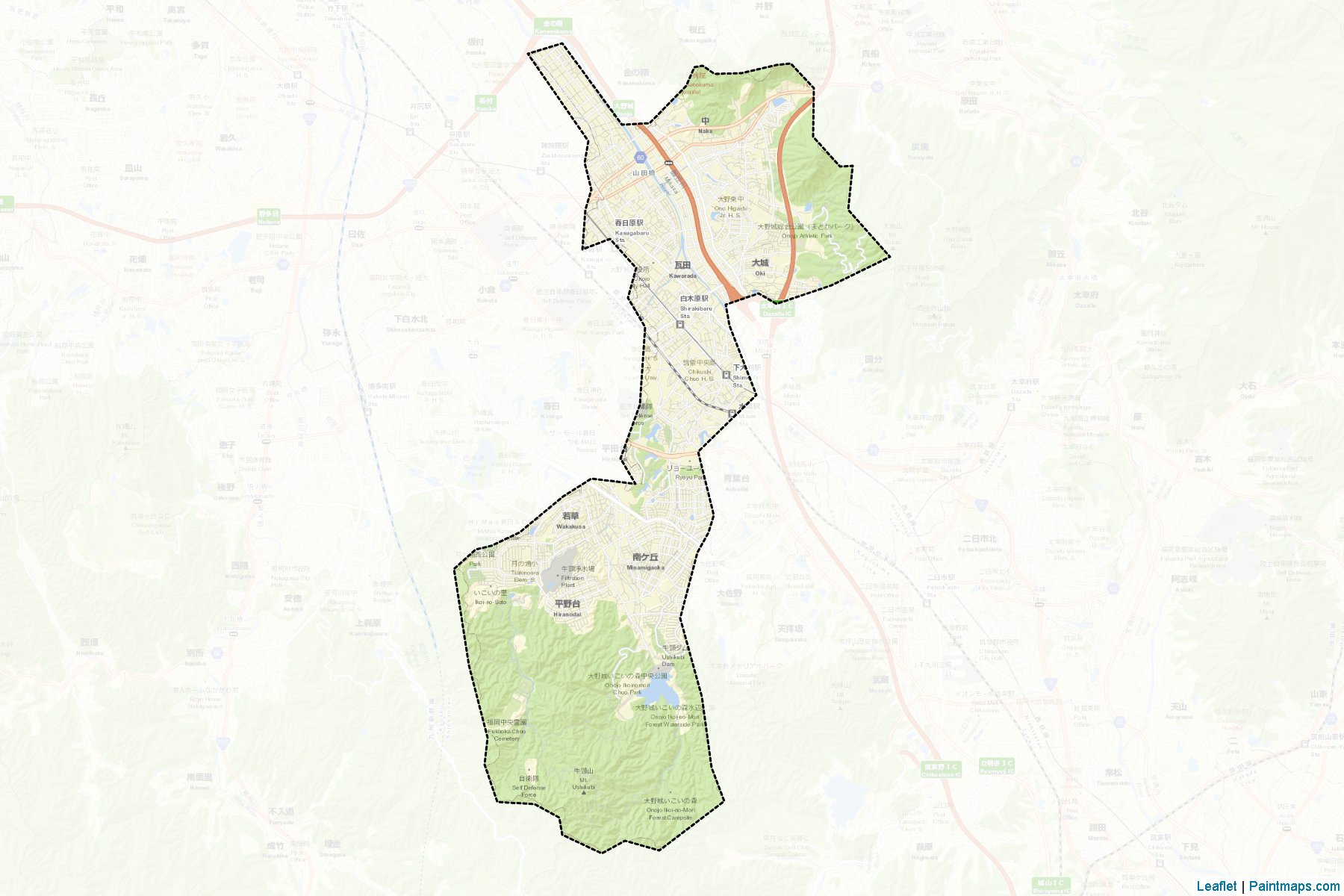 Onojo (Fukuoka Prefecture) Map Cropping Samples-2