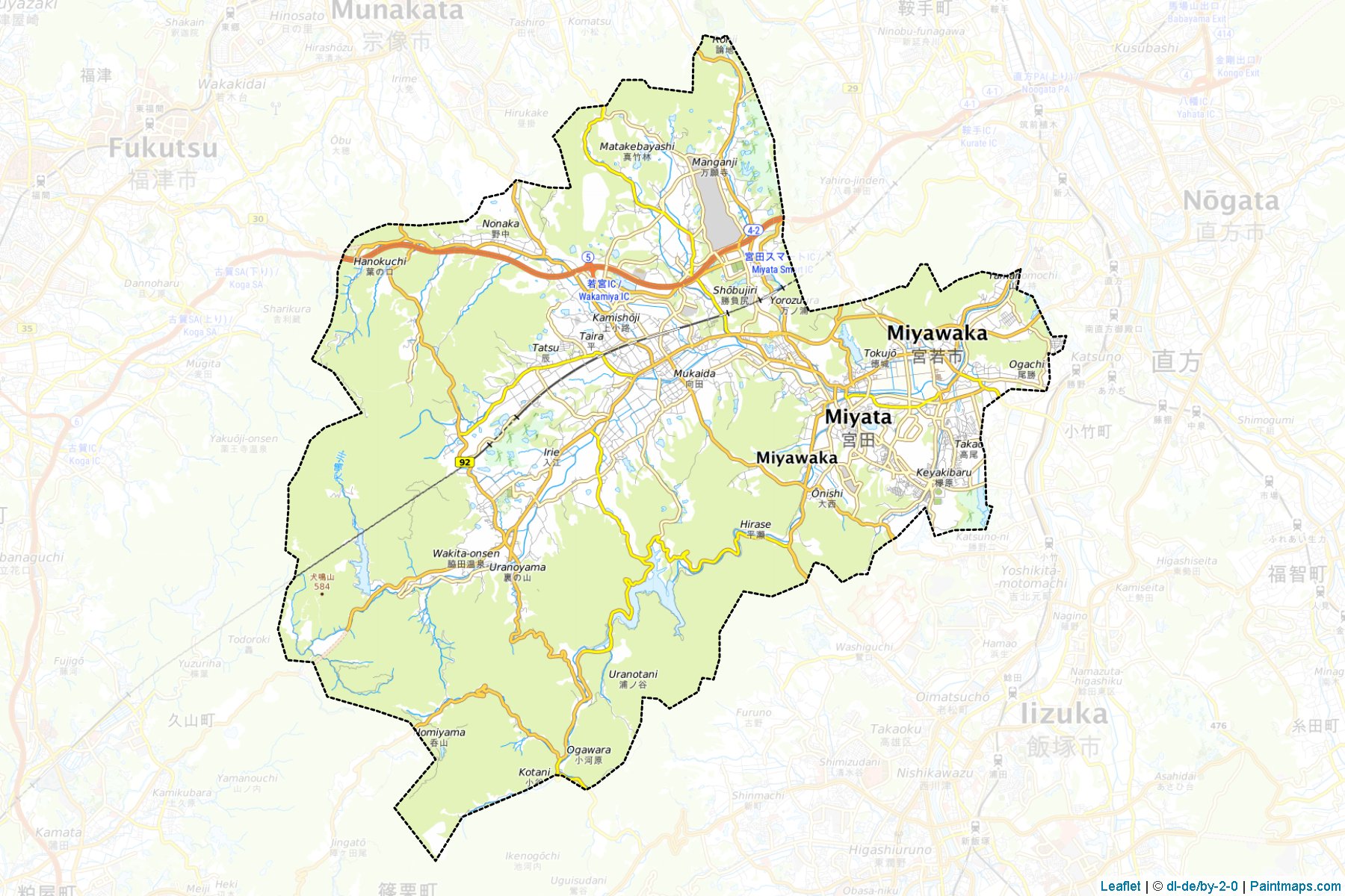 Miyawaka (Fukuoka Prefecture) Map Cropping Samples-1