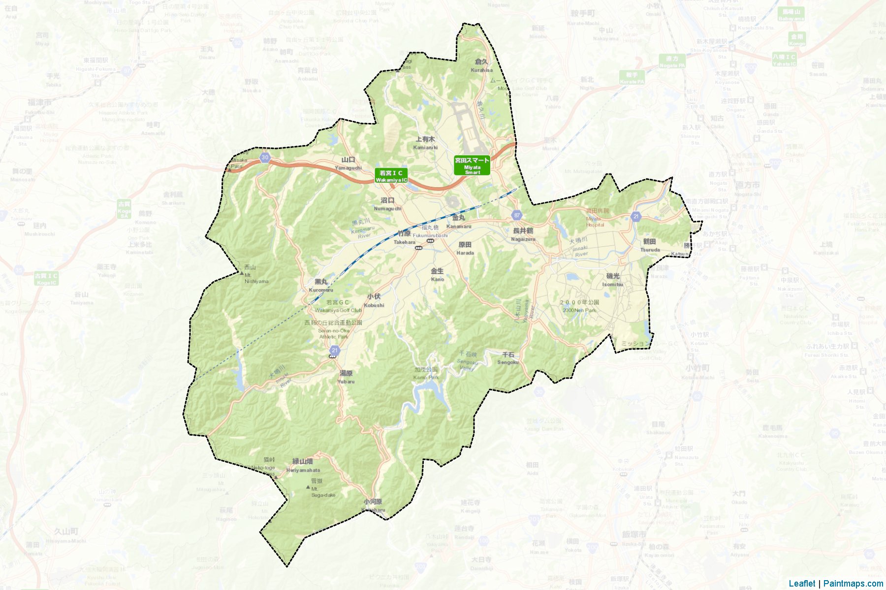 Miyawaka (Fukuoka Prefecture) Map Cropping Samples-2