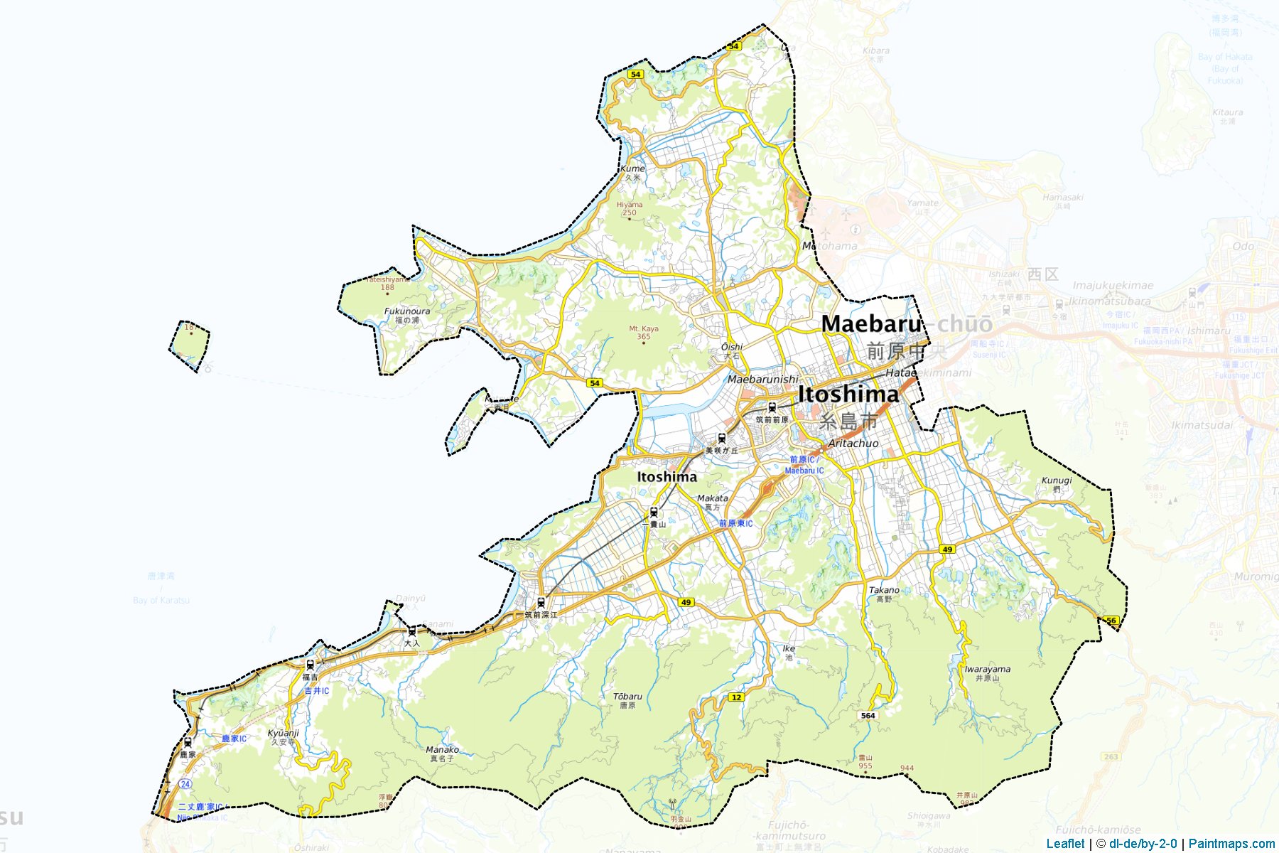 Itoshima (Fukuoka Prefecture) Map Cropping Samples-1